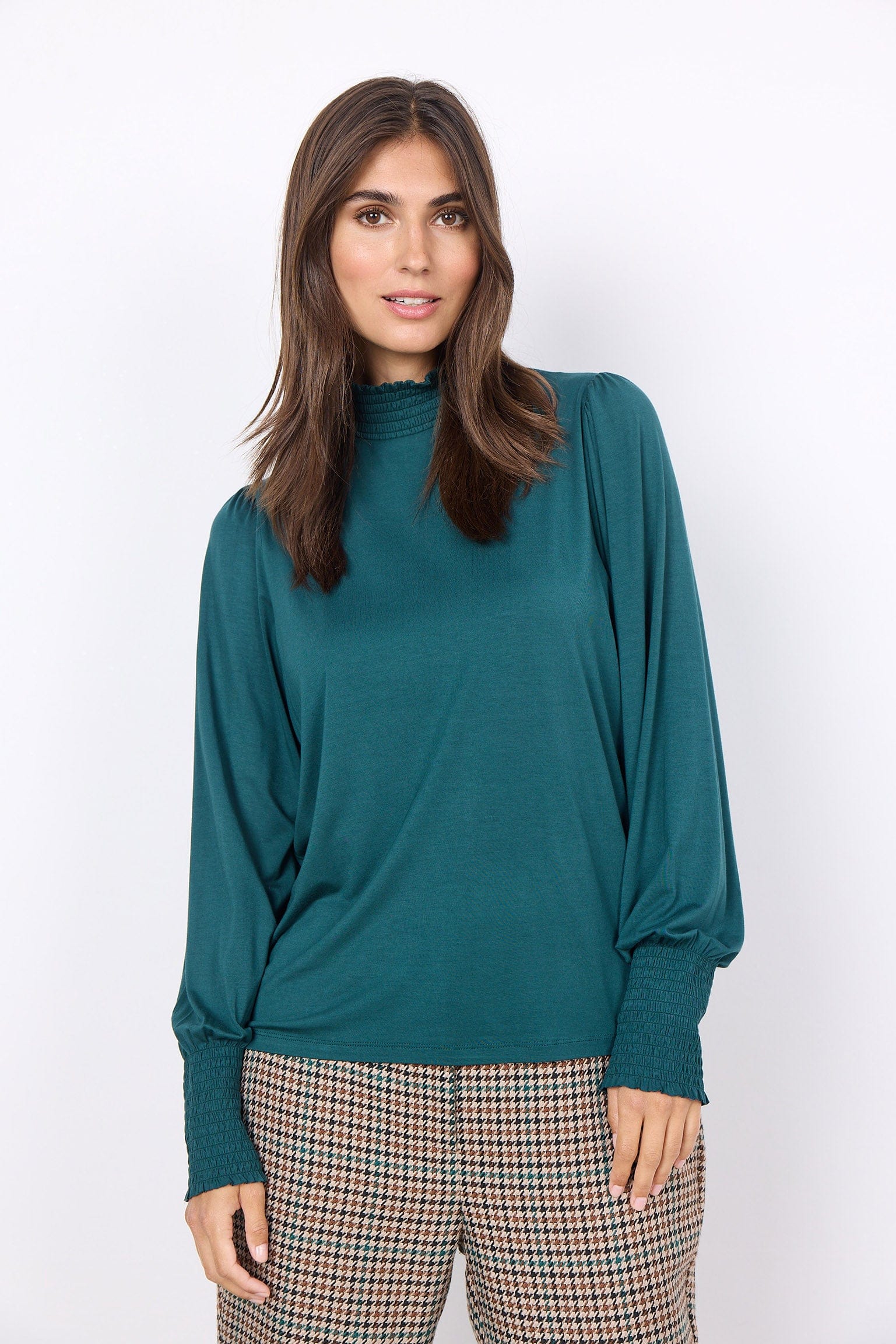 Marica Shirred Detail Top - Shady Green - Image 4