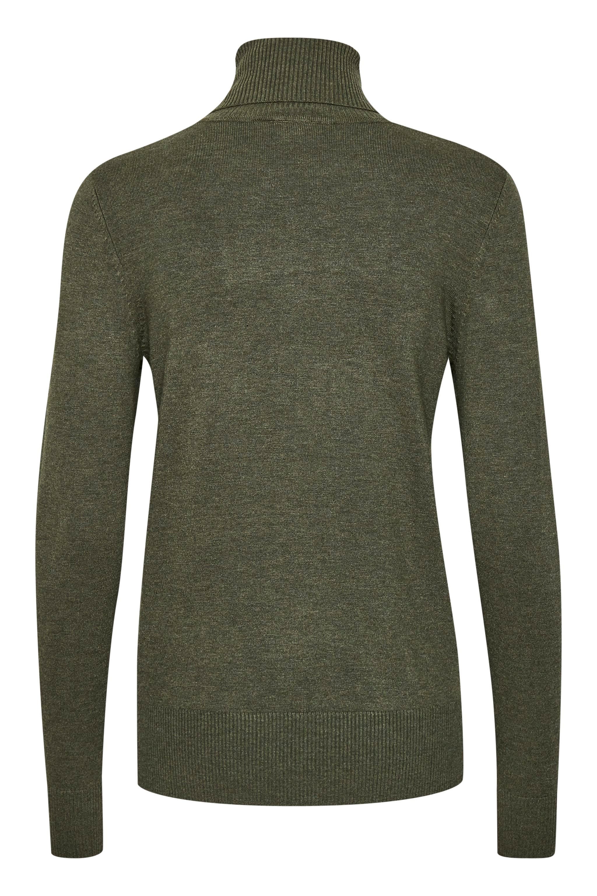 Mila Roll Neck Jumper - Army Green Melange - Image 2