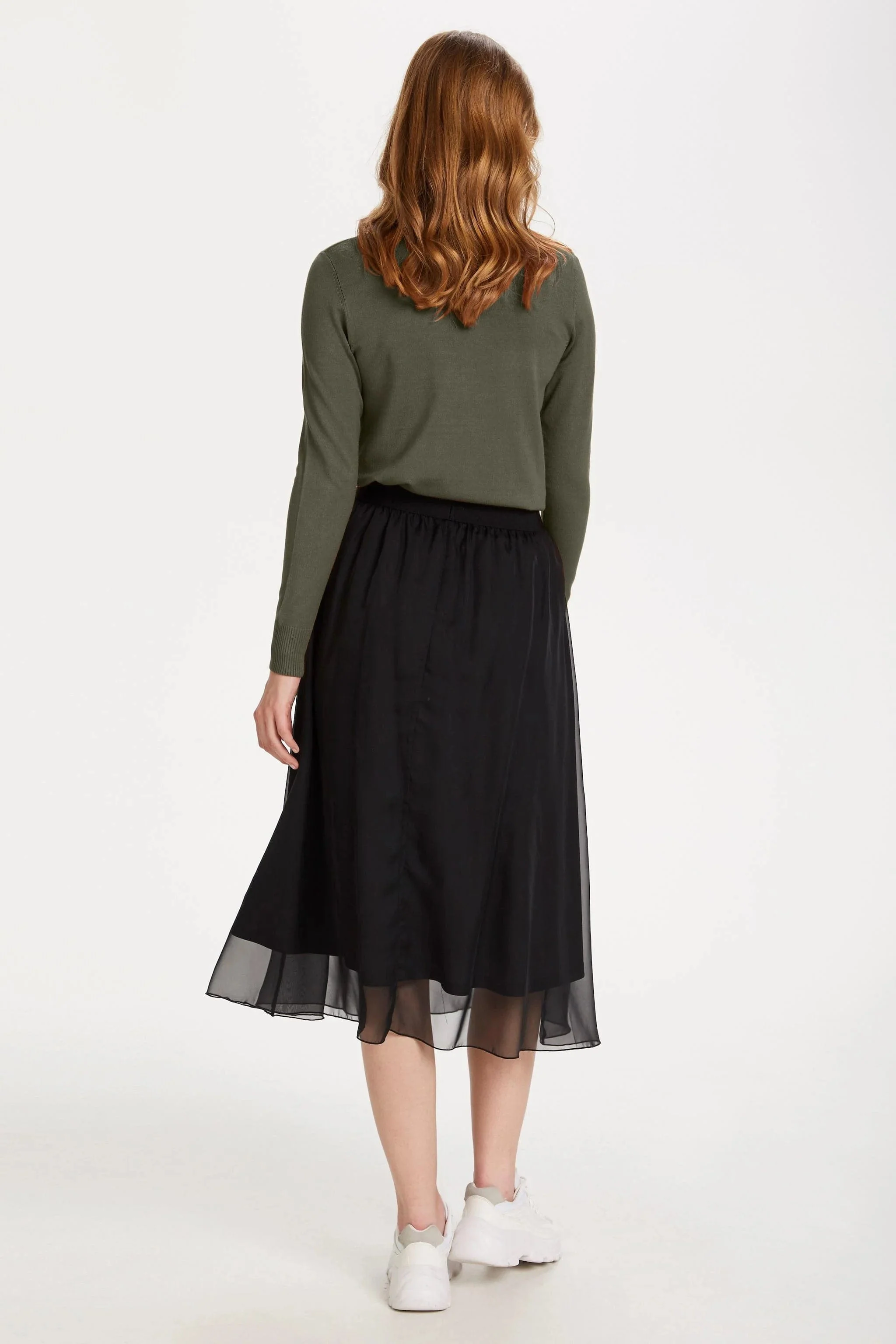 Mila Roll Neck Jumper - Army Green Melange - Image 6
