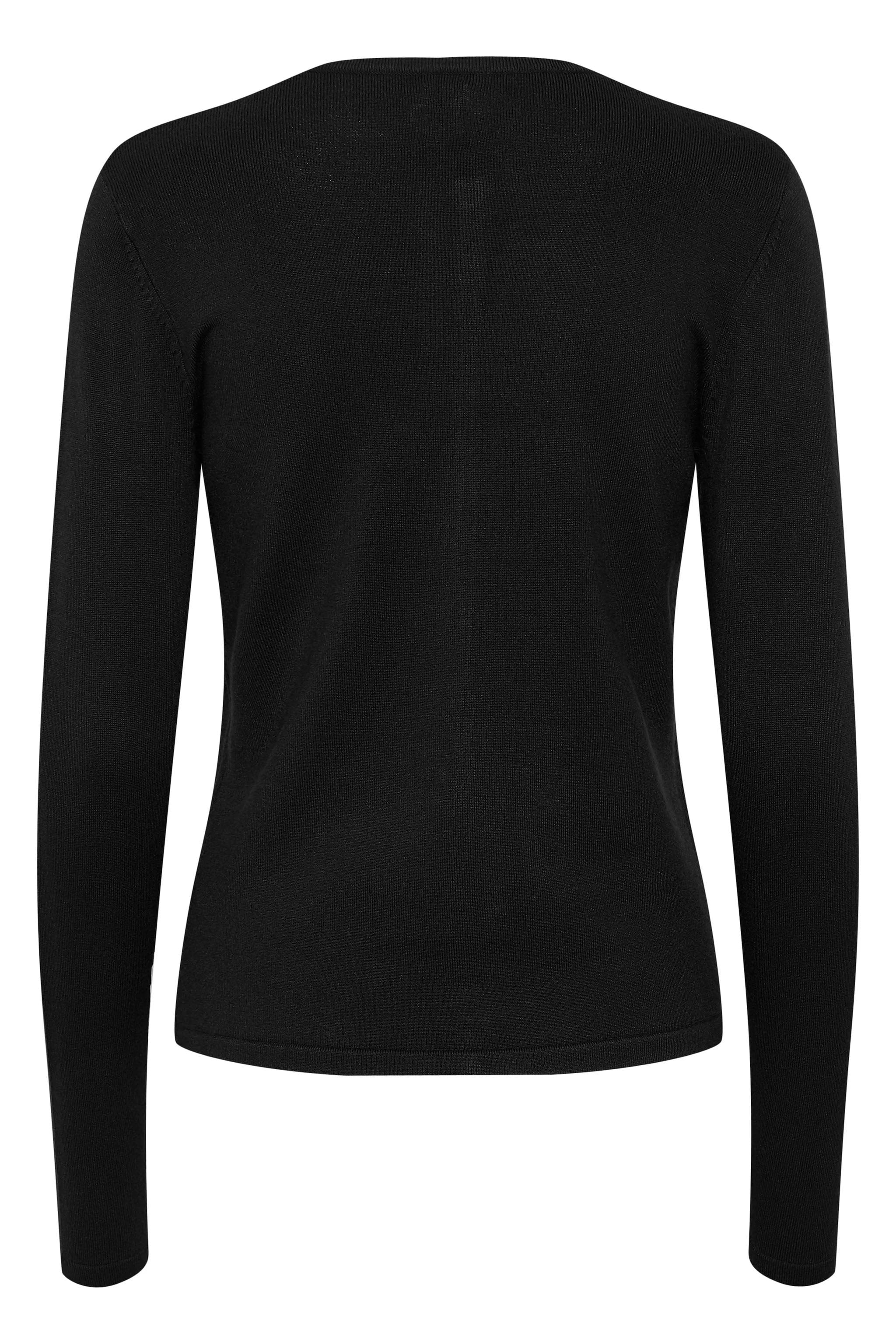 Mila Round Neck Button Through Cardigan - Black - Image 2