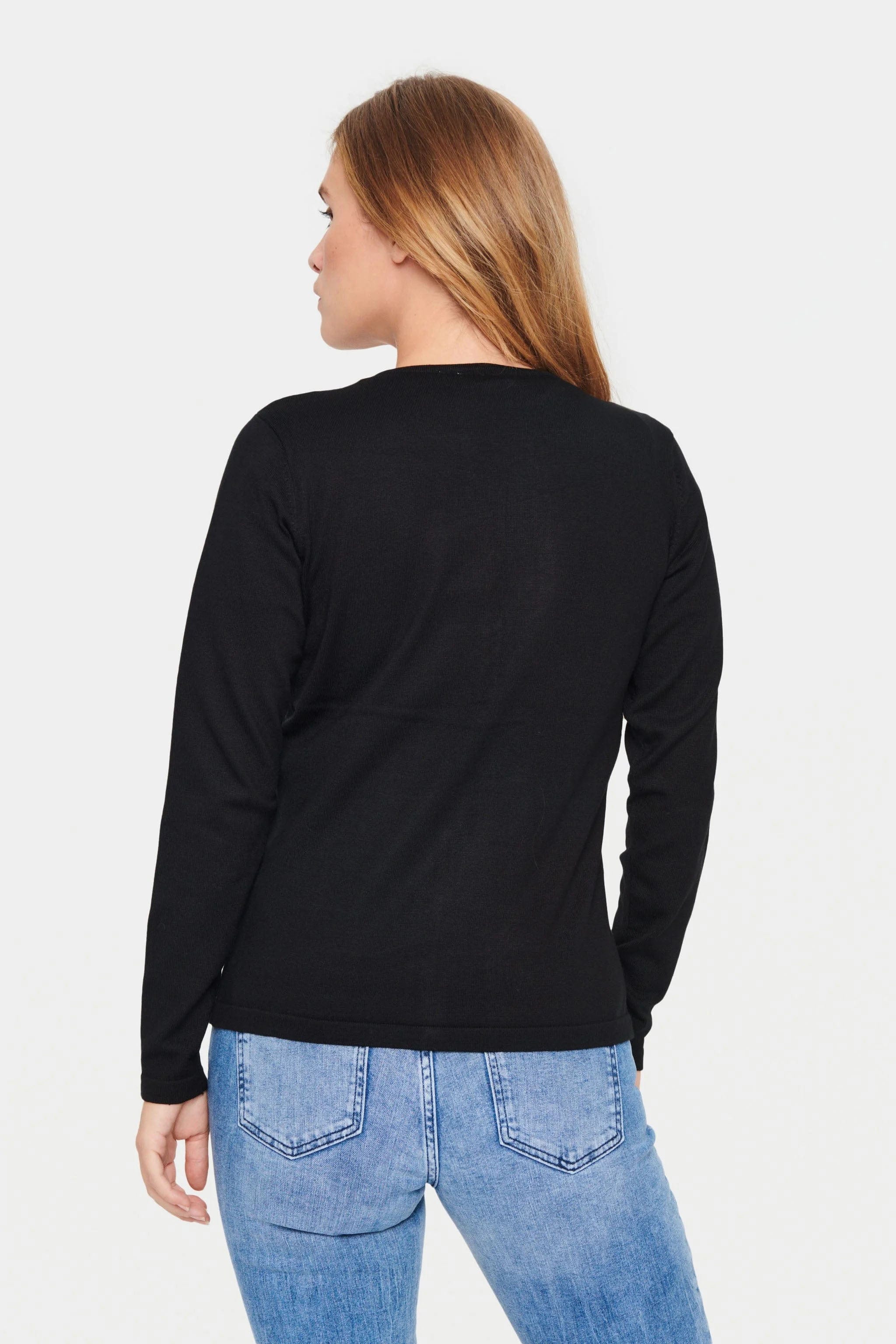 Mila Round Neck Button Through Cardigan - Black - Image 4