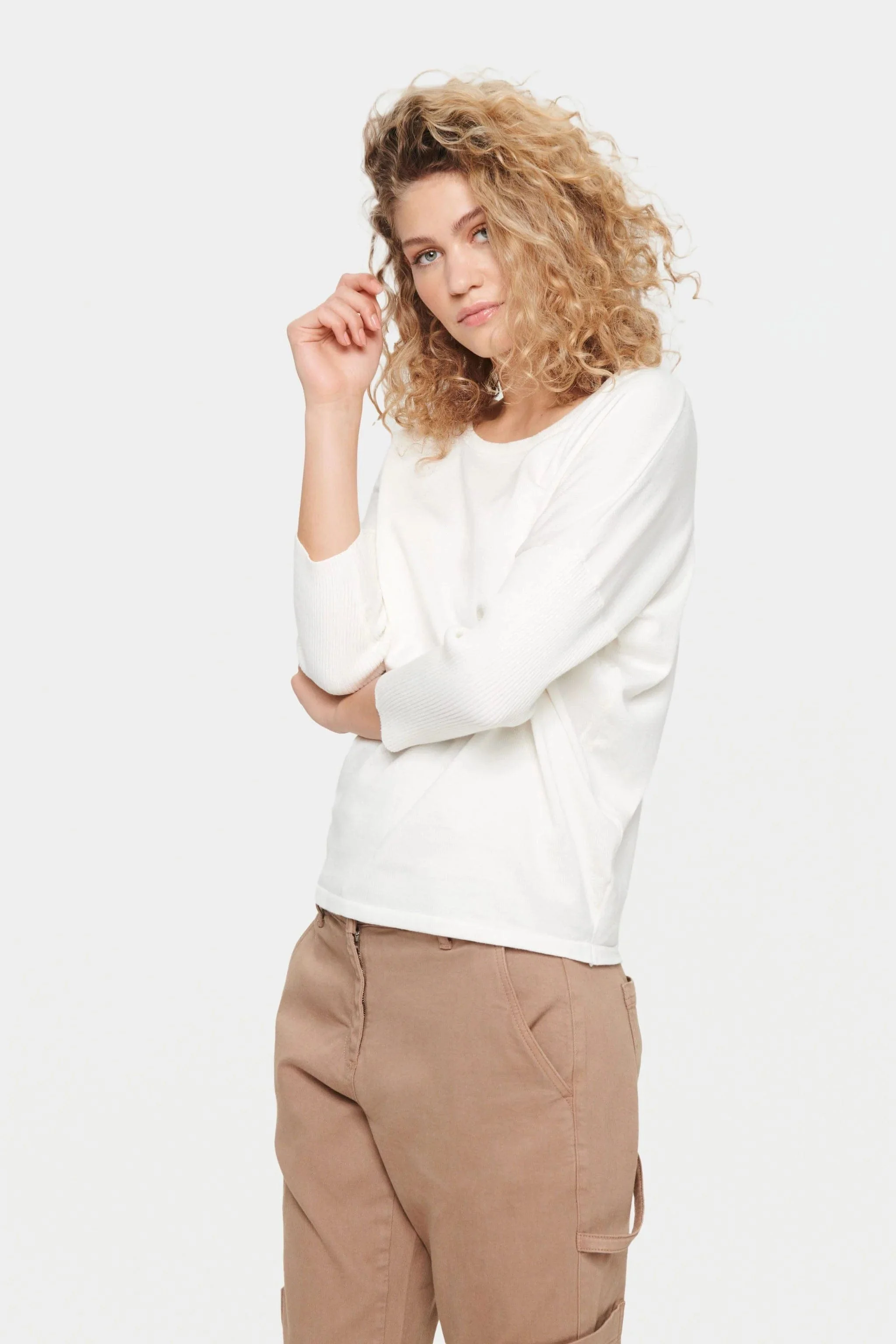 Mila Round Neck Jumper - Ice - Image 4