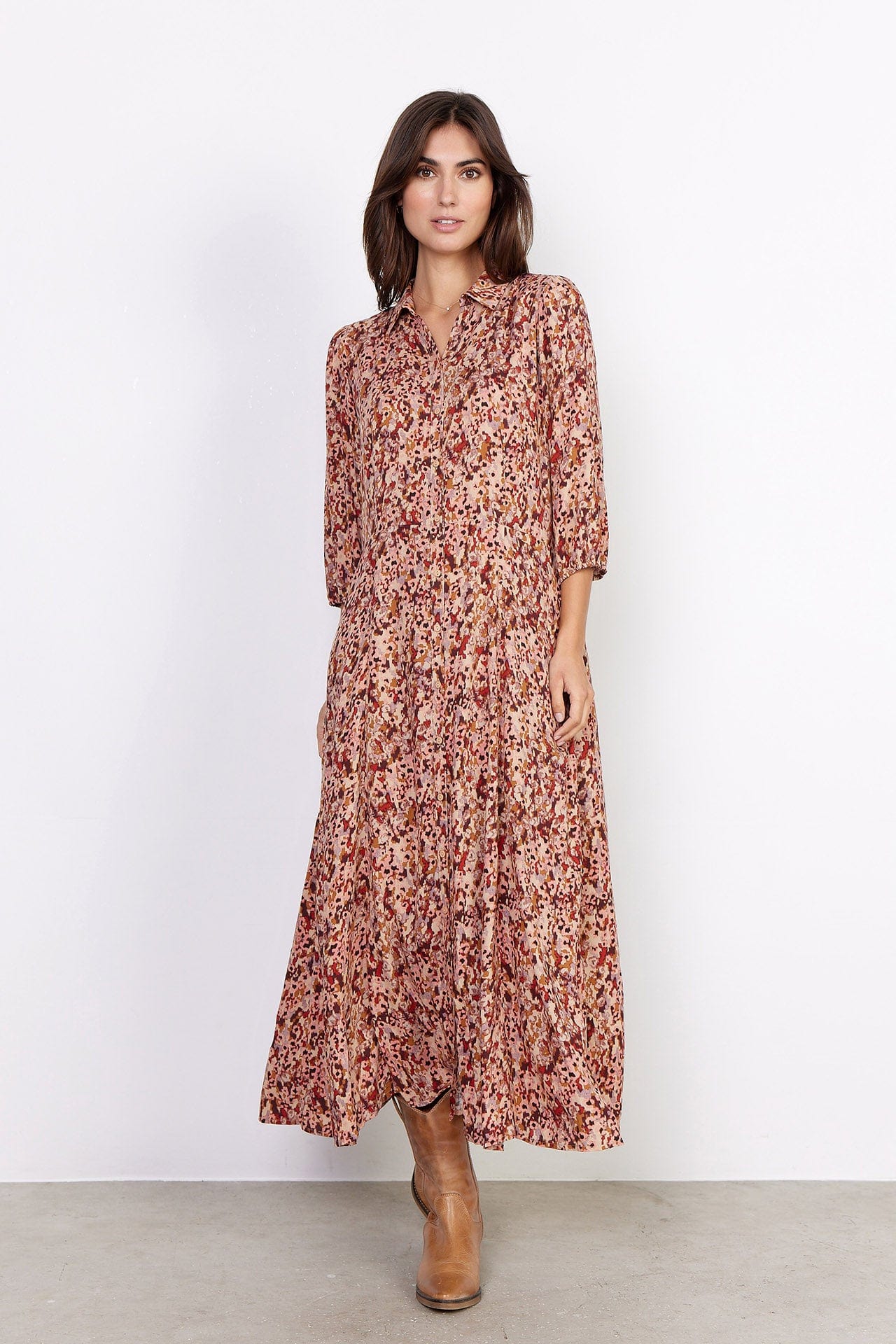 Minea Printed Midi Dress - Berry Combi - Image 2