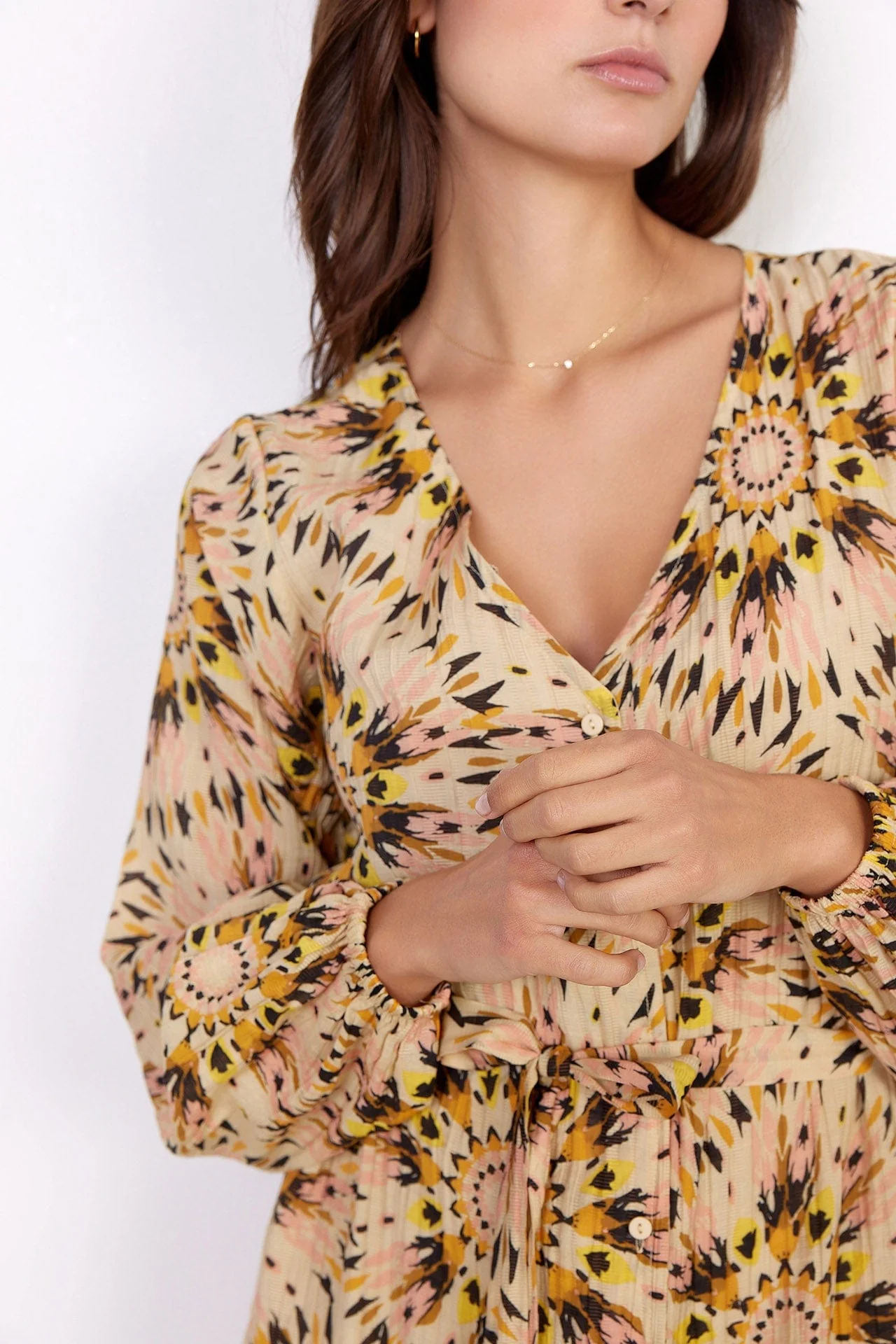 Mirra Printed Midi Dress - Golden Yellow Combi - Image 3