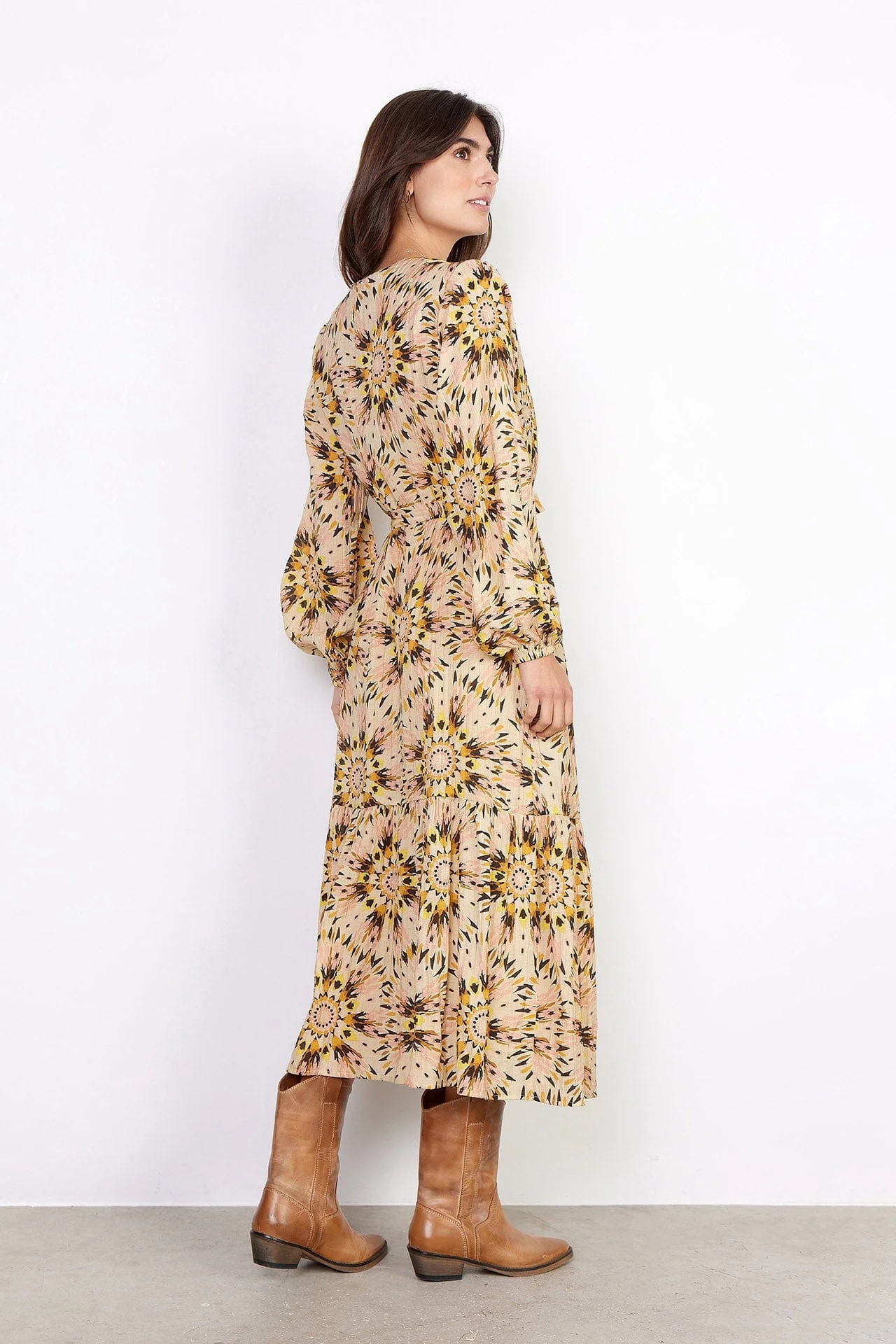 Mirra Printed Midi Dress - Golden Yellow Combi - Image 4