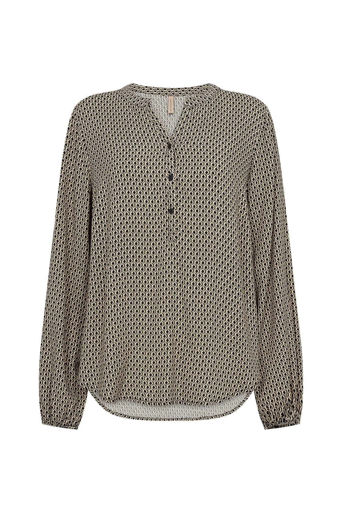Namra Printed Blouse - Dark Olive Combi