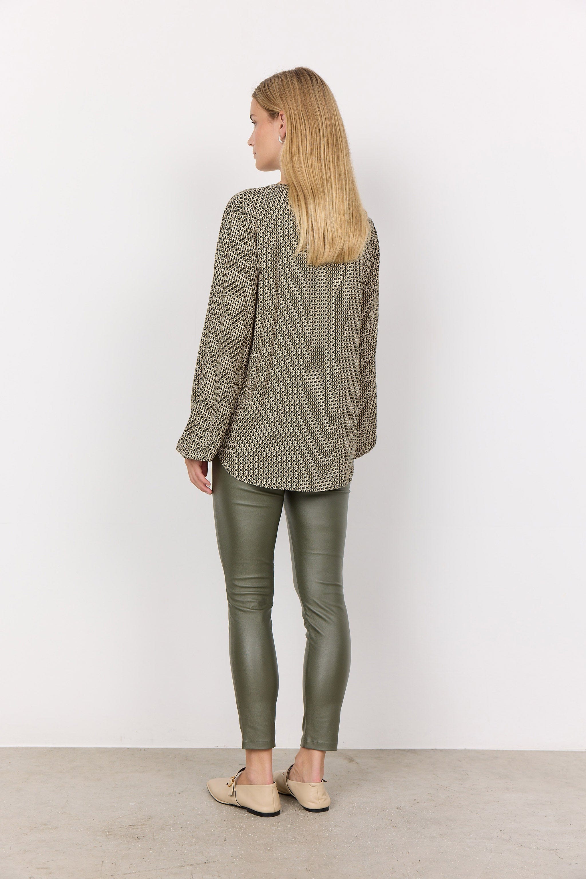 Namra Printed Blouse - Dark Olive Combi - Image 3