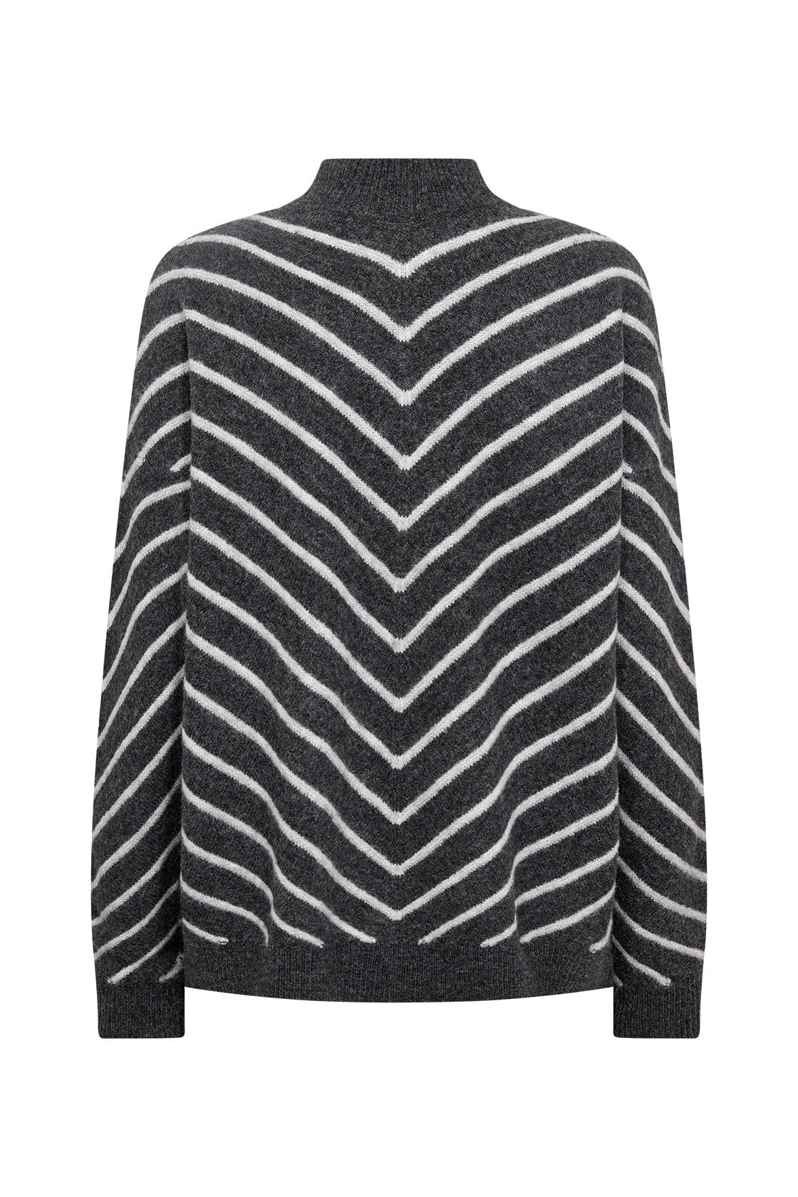 Nessie Chevron Knitted Jumper - Dark Grey Melange Combi - Image 5