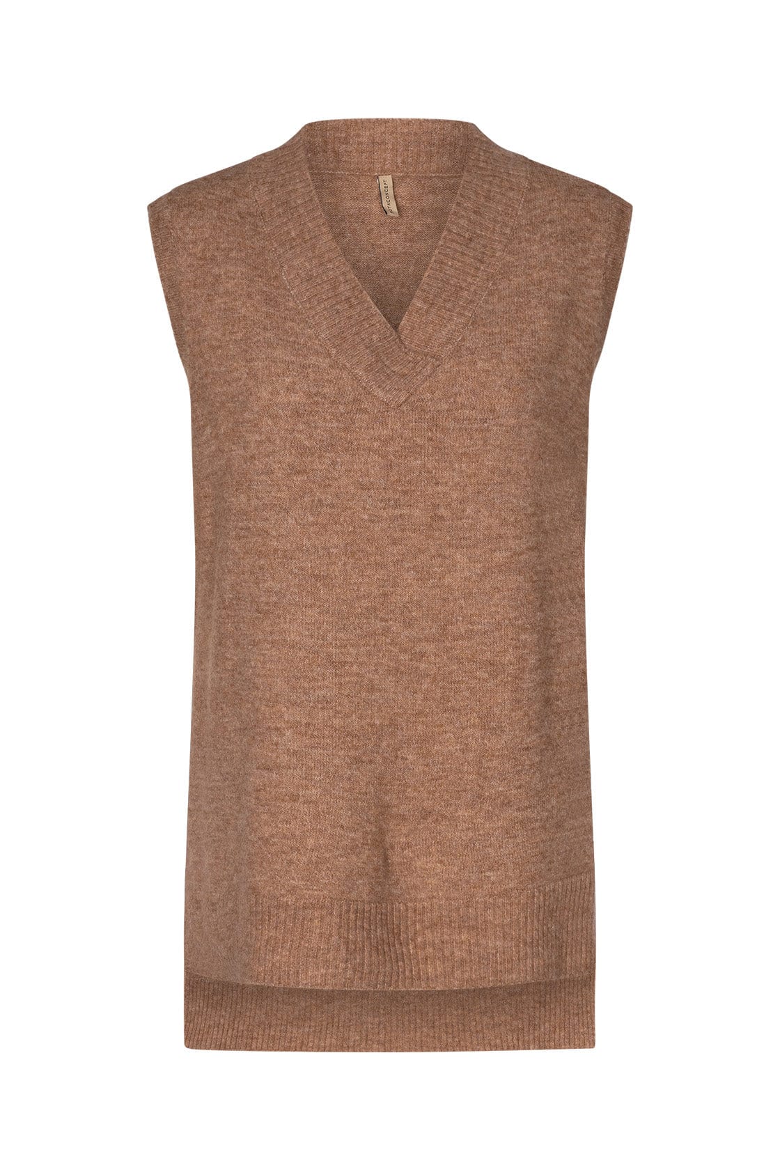 Nessie Knitted Vest Jumper - Toffee Melange