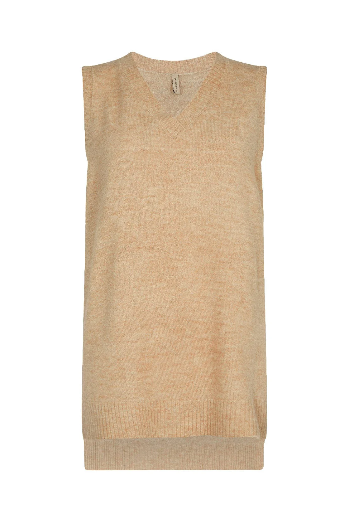 Nessie Longline Sleeveless Jumper - Sand Melange