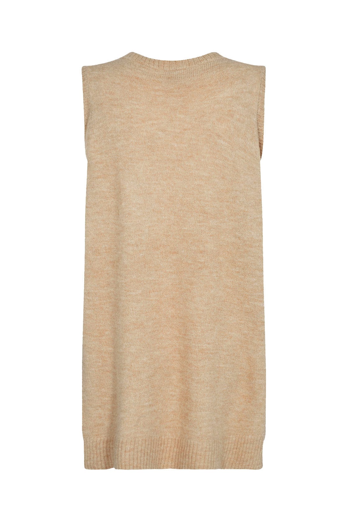 Nessie Longline Sleeveless Jumper - Sand Melange - Image 2