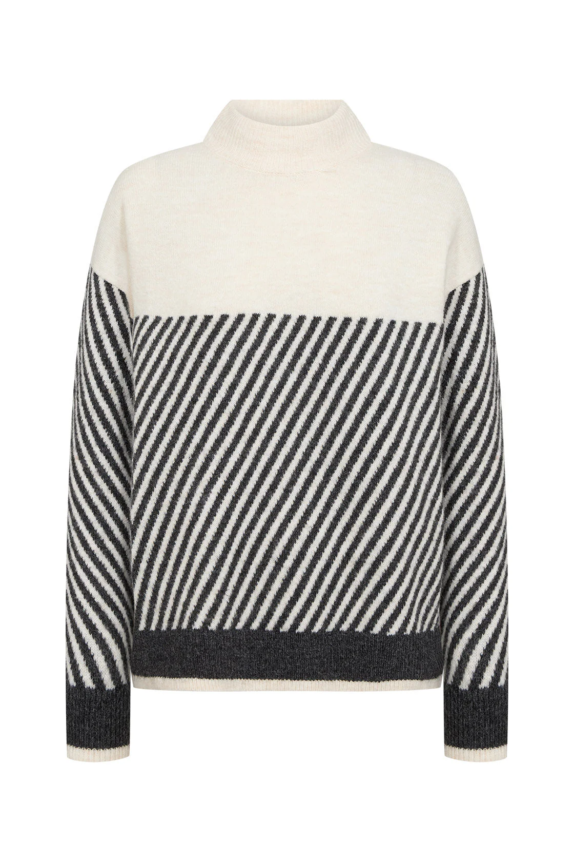 Nessie Stripe Wool Blend Jumper - Cream Melange Combi