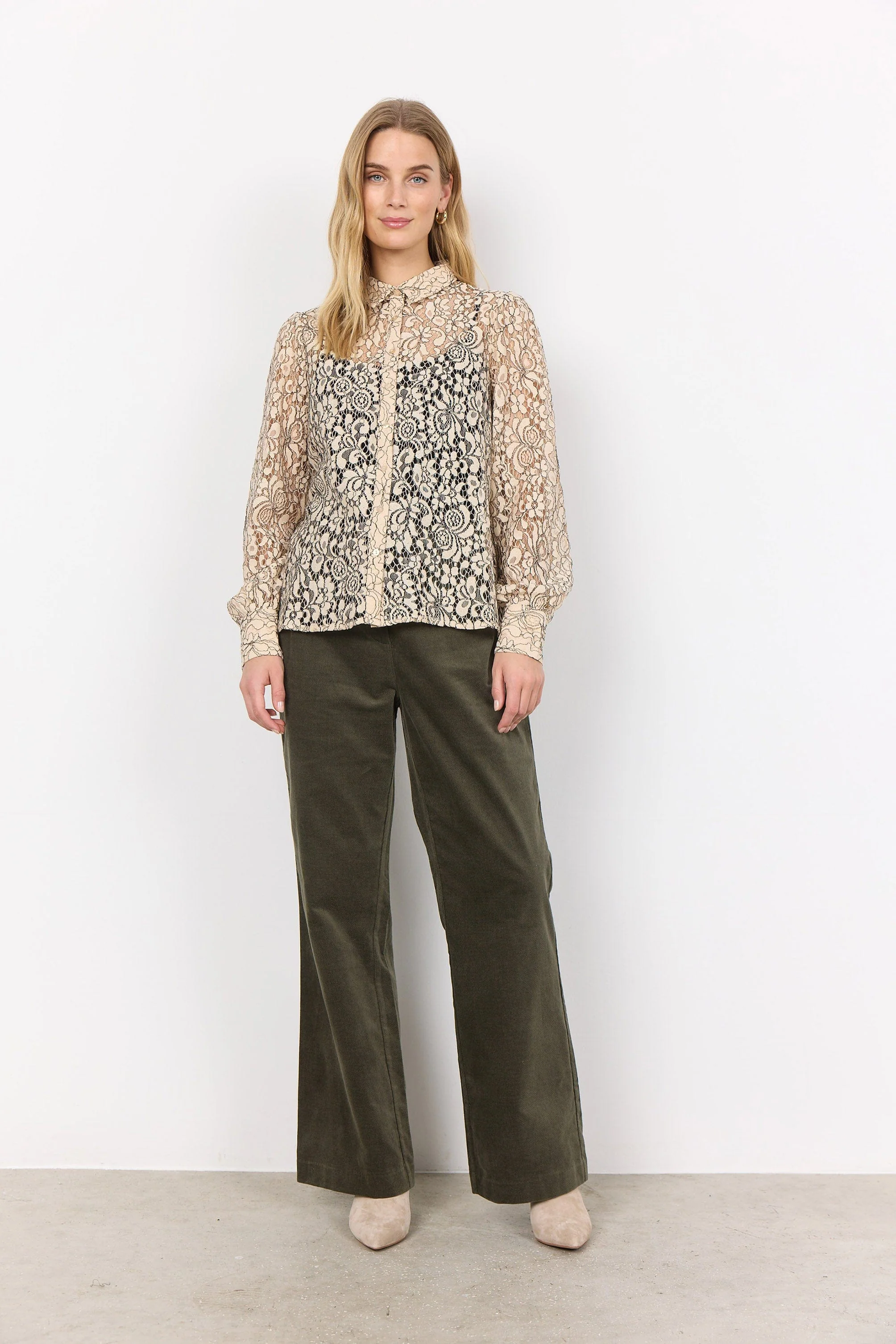 Nilla Lace Shirt - Sand Combi - Image 2