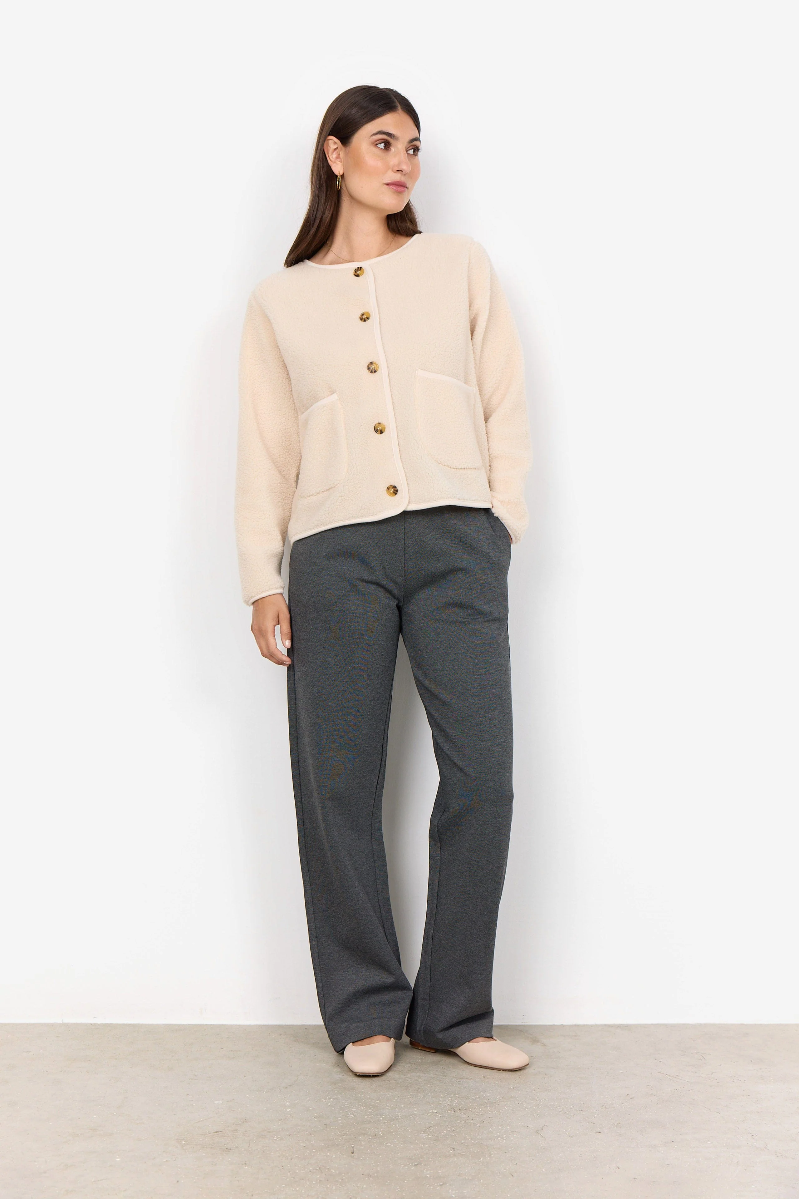 Onyx Fleece Cardigan - Cream - Image 4