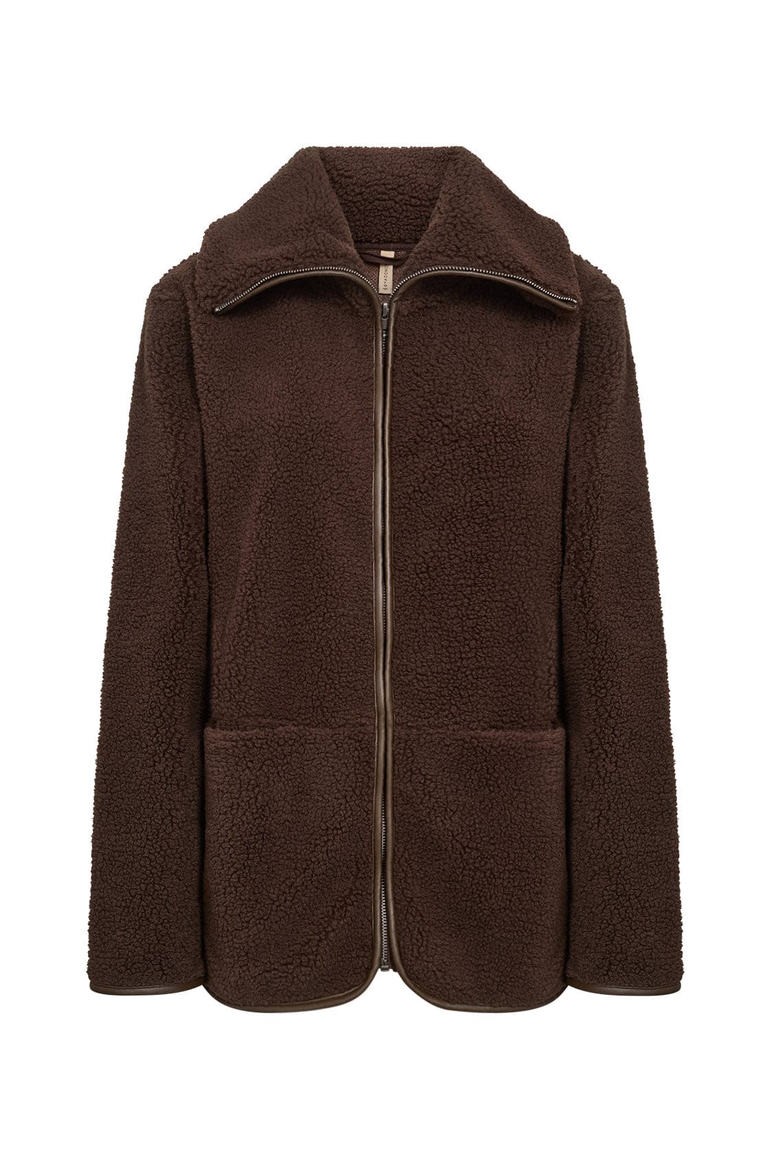 Onyx Wide Collar Fleece Jacket - Hot Fudge