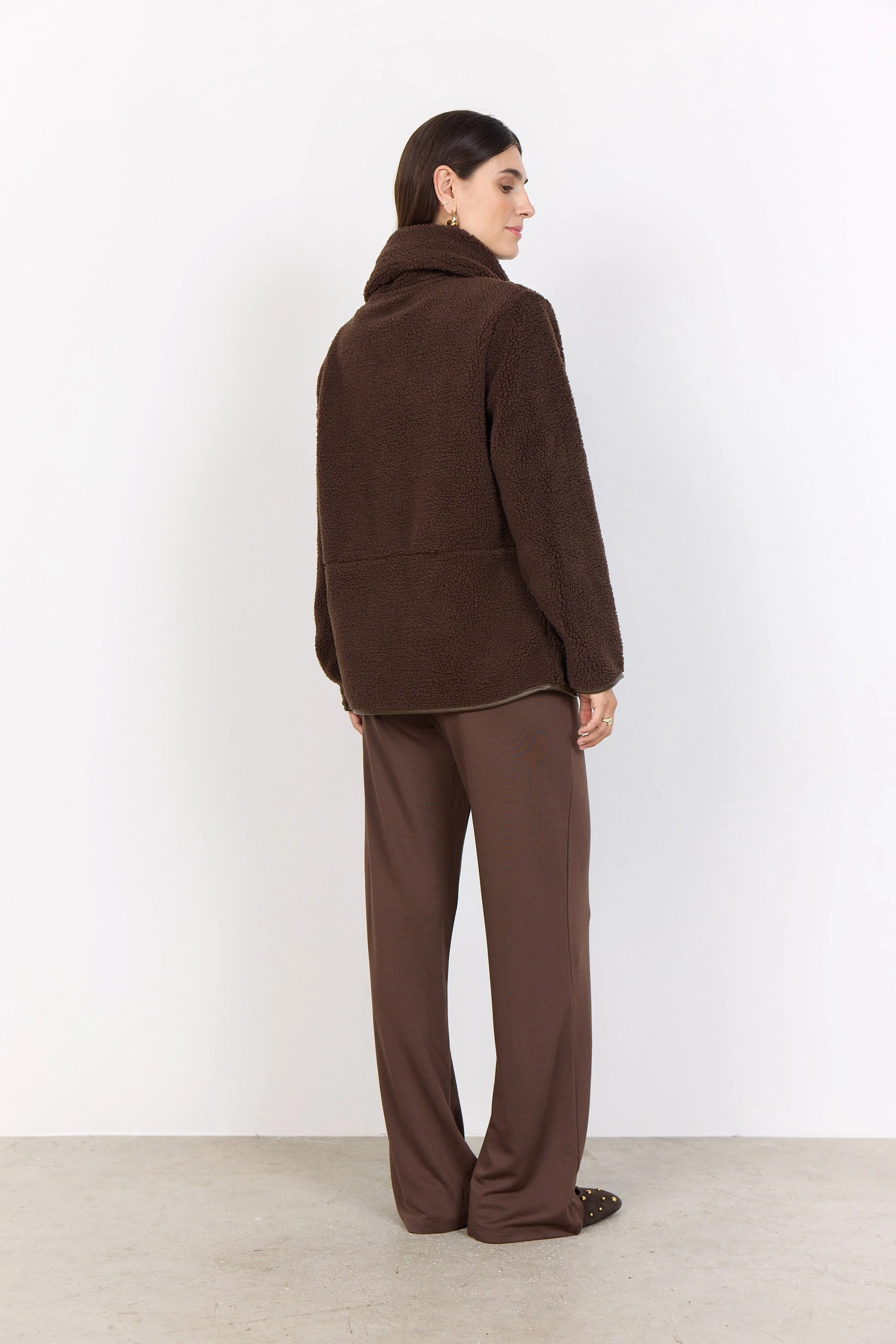 Onyx Wide Collar Fleece Jacket - Hot Fudge - Image 4
