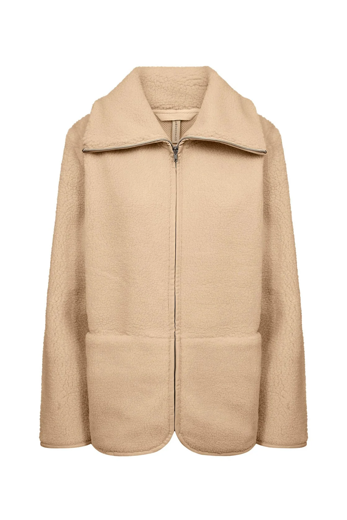 Onyx Wide Collar Fleece Jacket - Sand