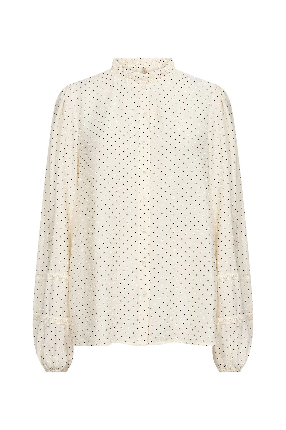 Orit Embroidery Detail Spotty Blouse - Cream Combi