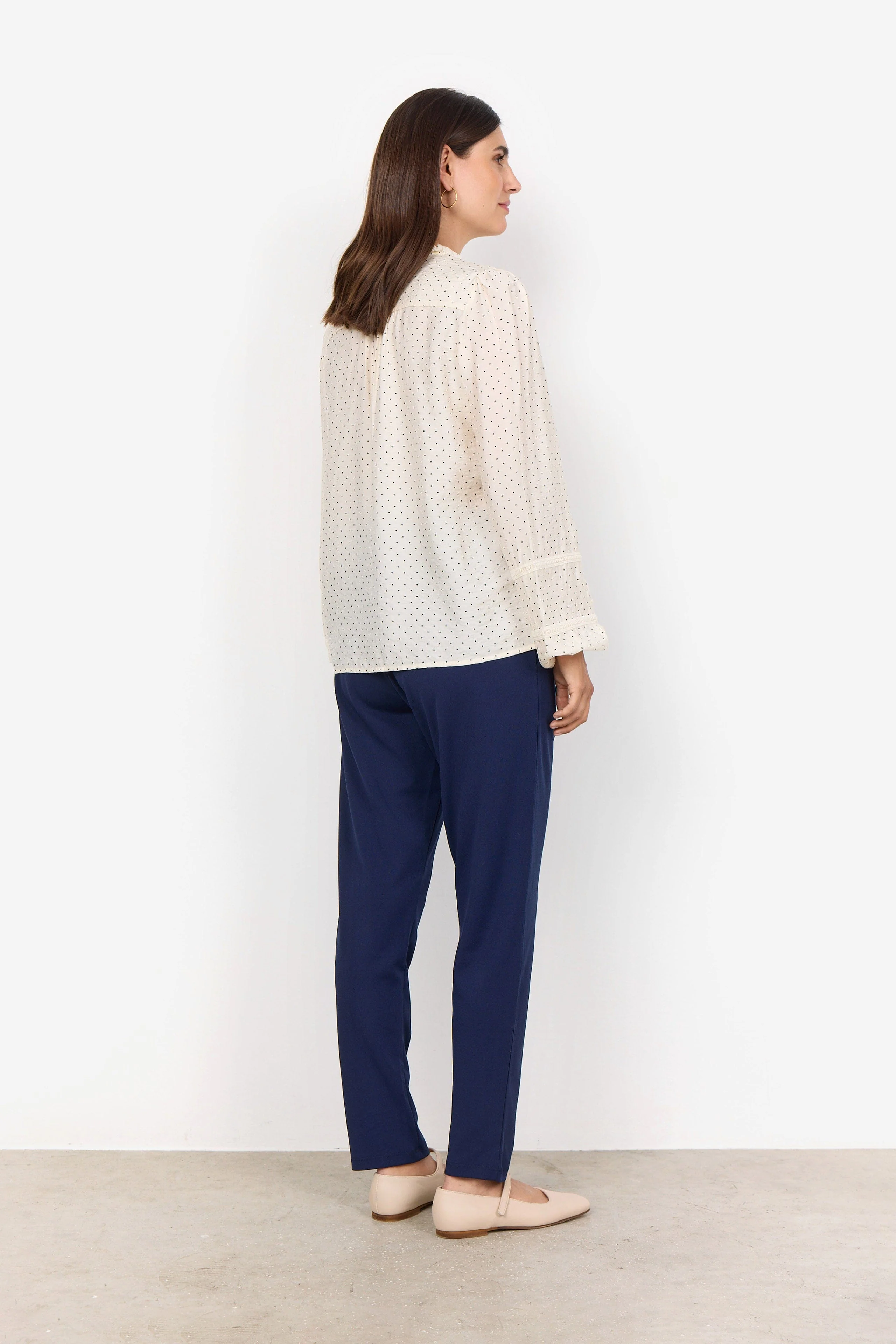 Orit Embroidery Detail Spotty Blouse - Cream Combi - Image 4
