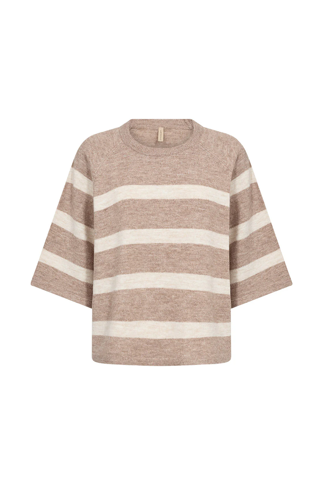 Orlean Stripe Knitted 3/4 Sleeve Jumper - Sand Melange Combi