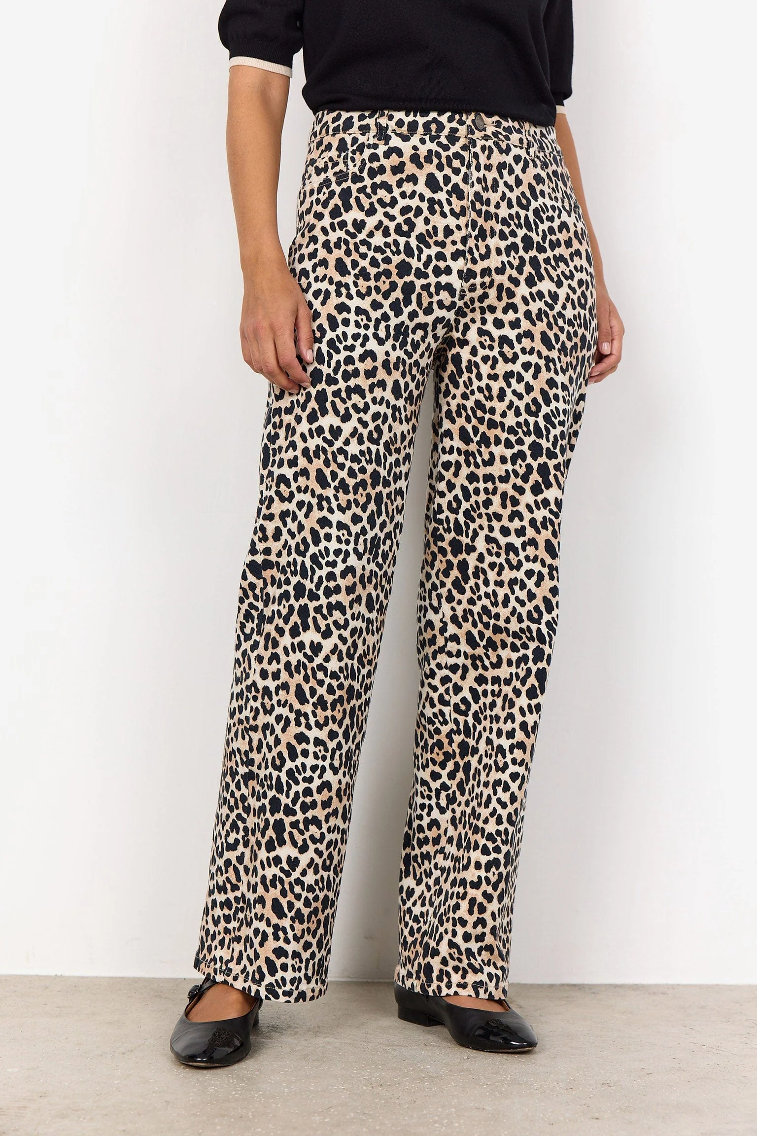 Owena Leopard Print Jeans - Sand Combi - Image 2