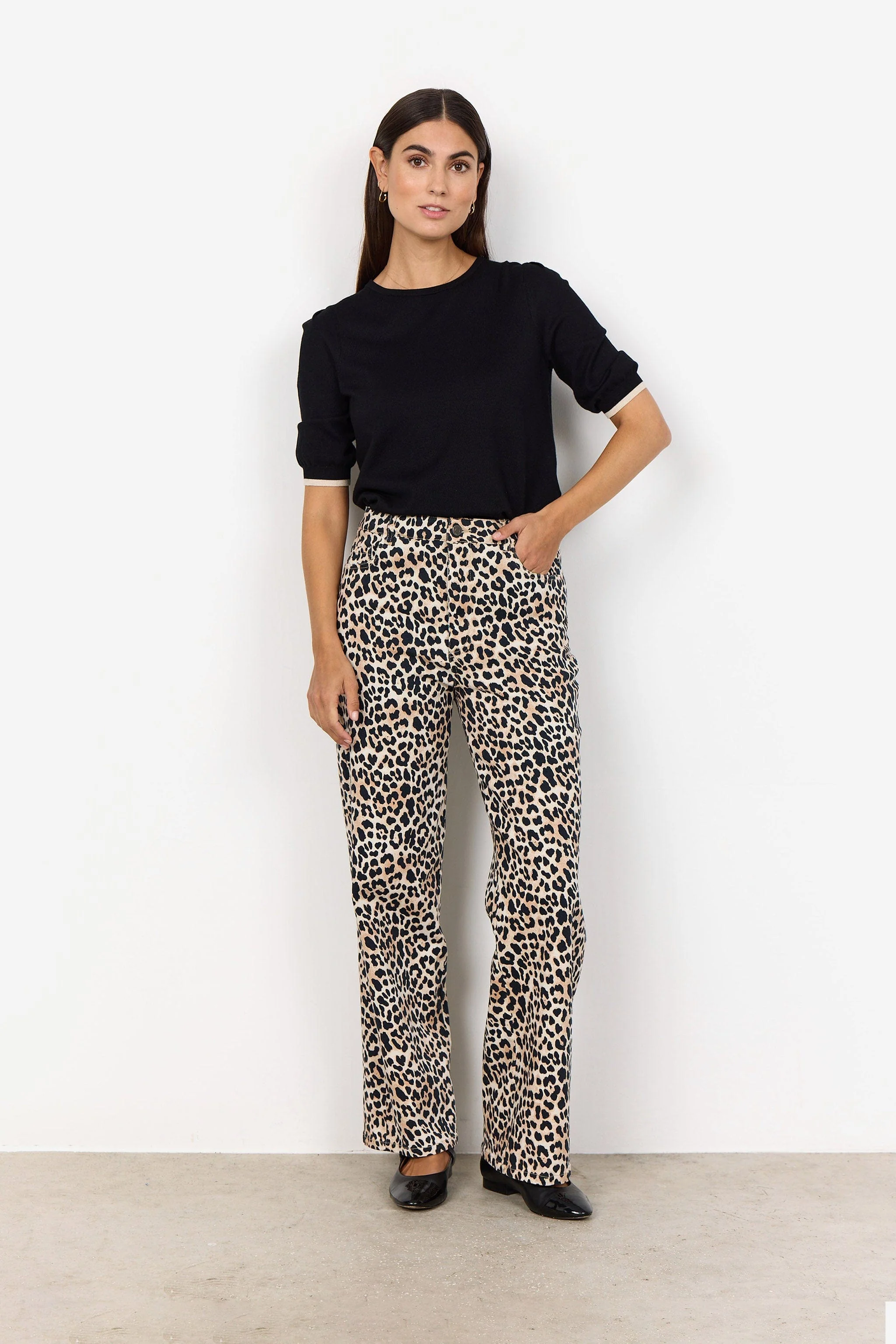 Owena Leopard Print Jeans - Sand Combi - Image 3