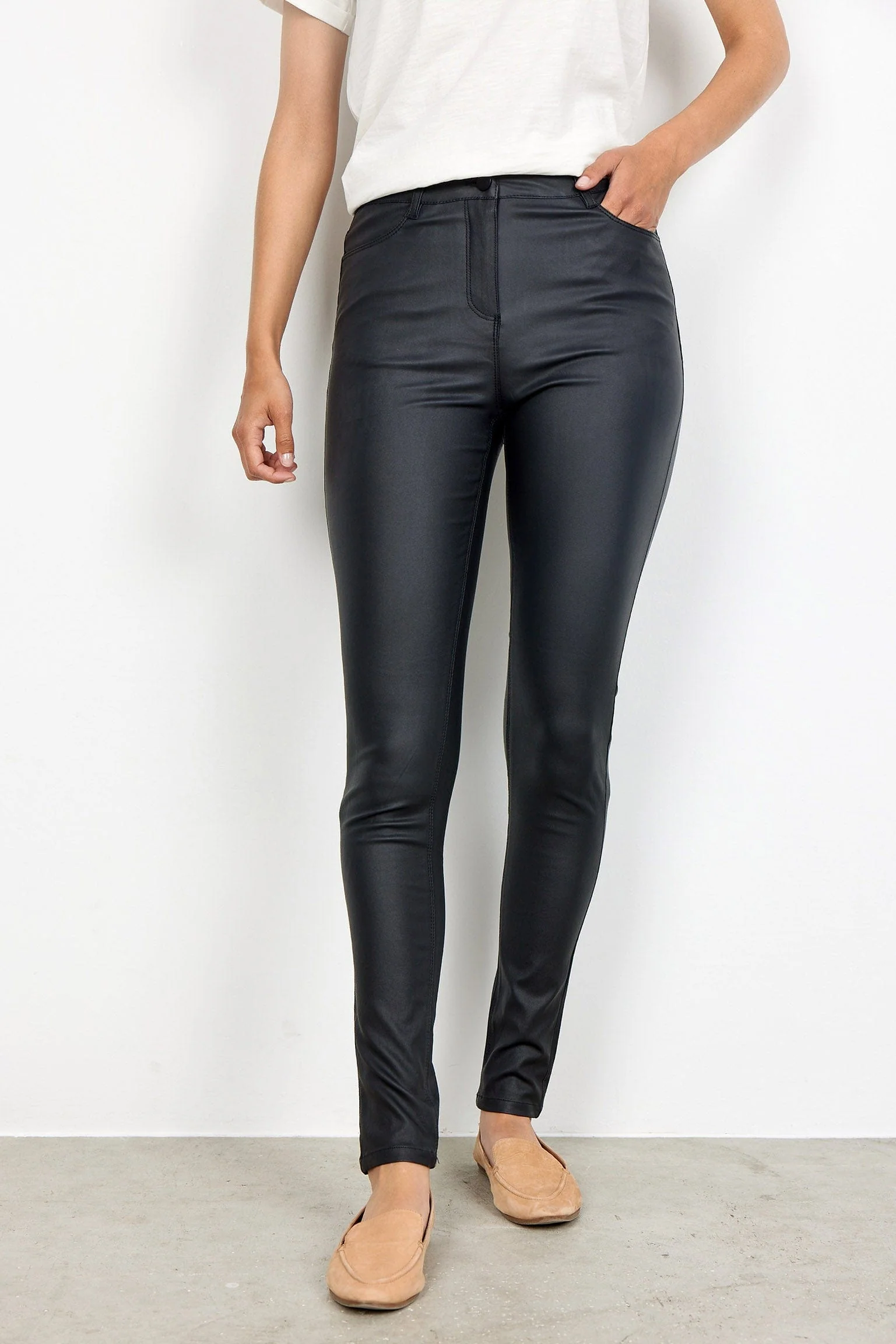 Pam Leather Look Trousers - Black - Image 3