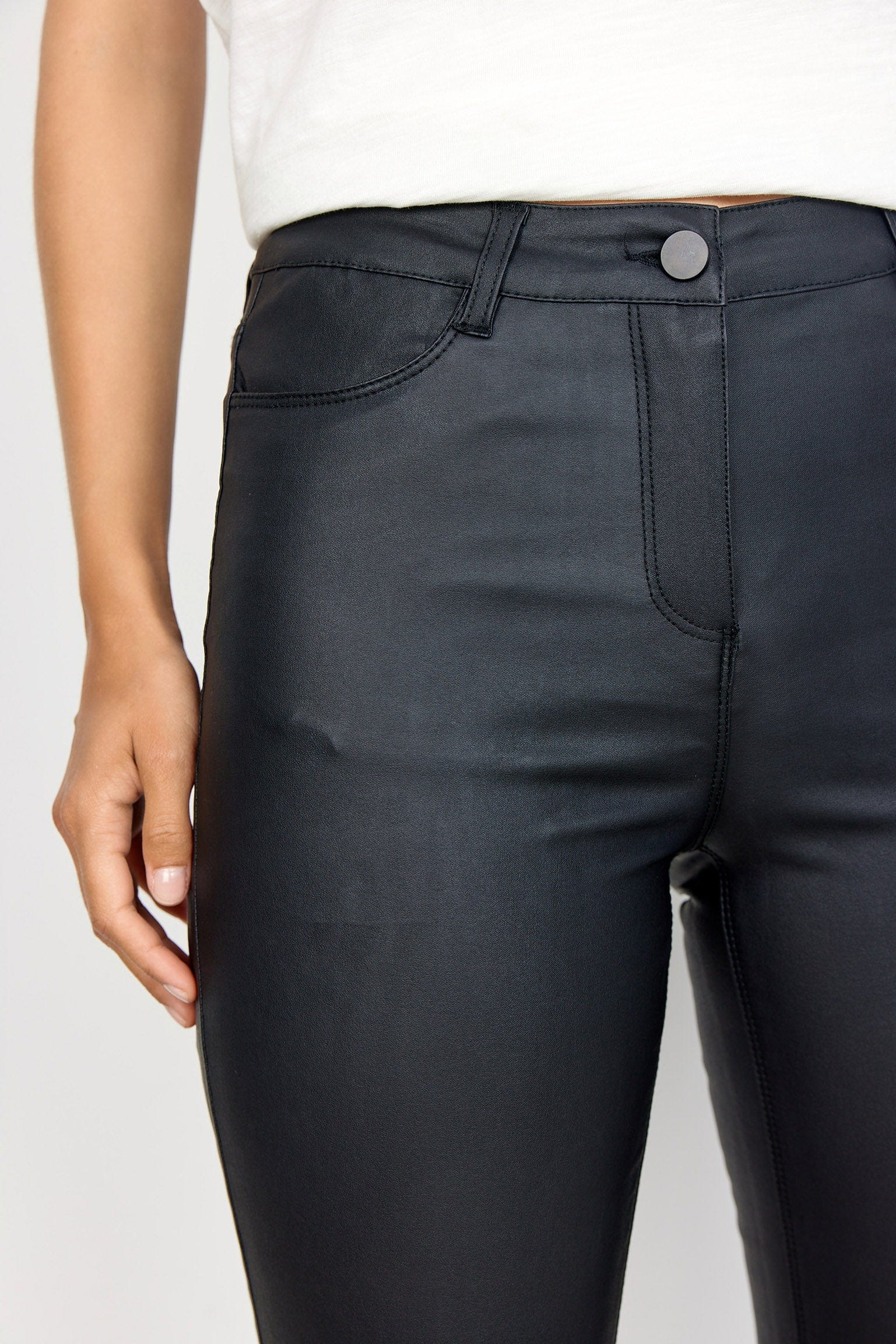 Pam Leather Look Trousers - Black - Image 5