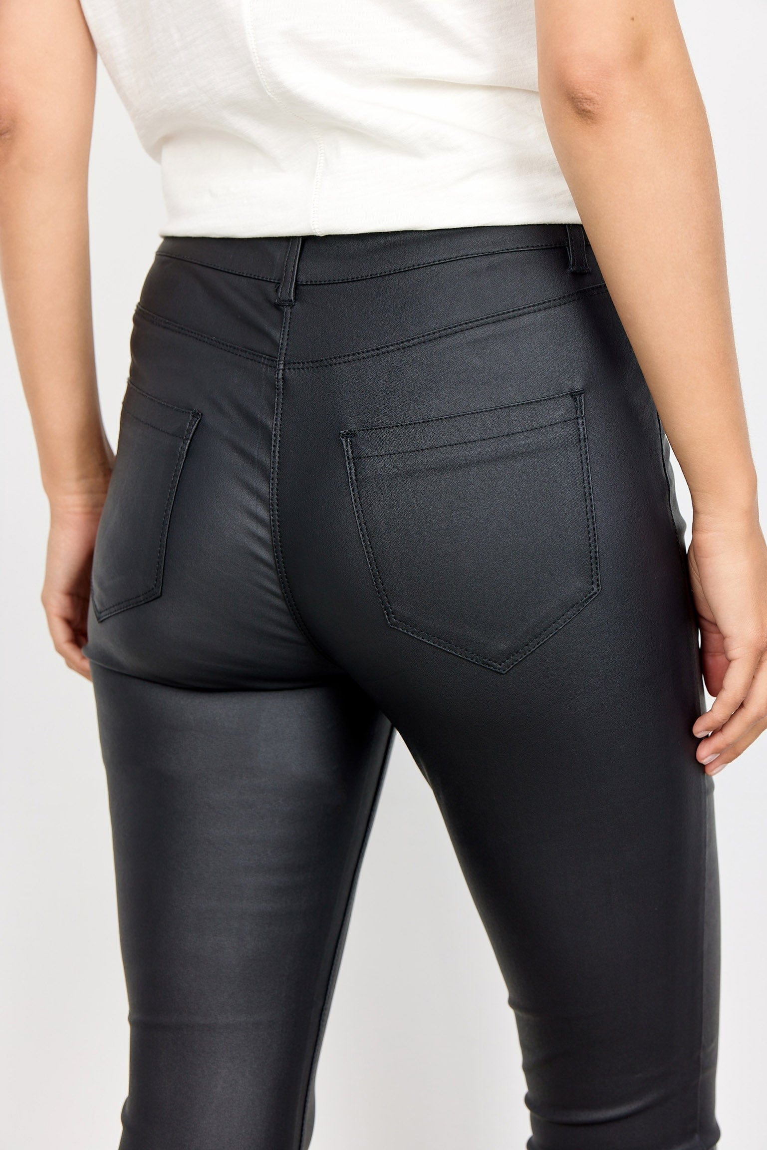 Pam Leather Look Trousers - Black - Image 6