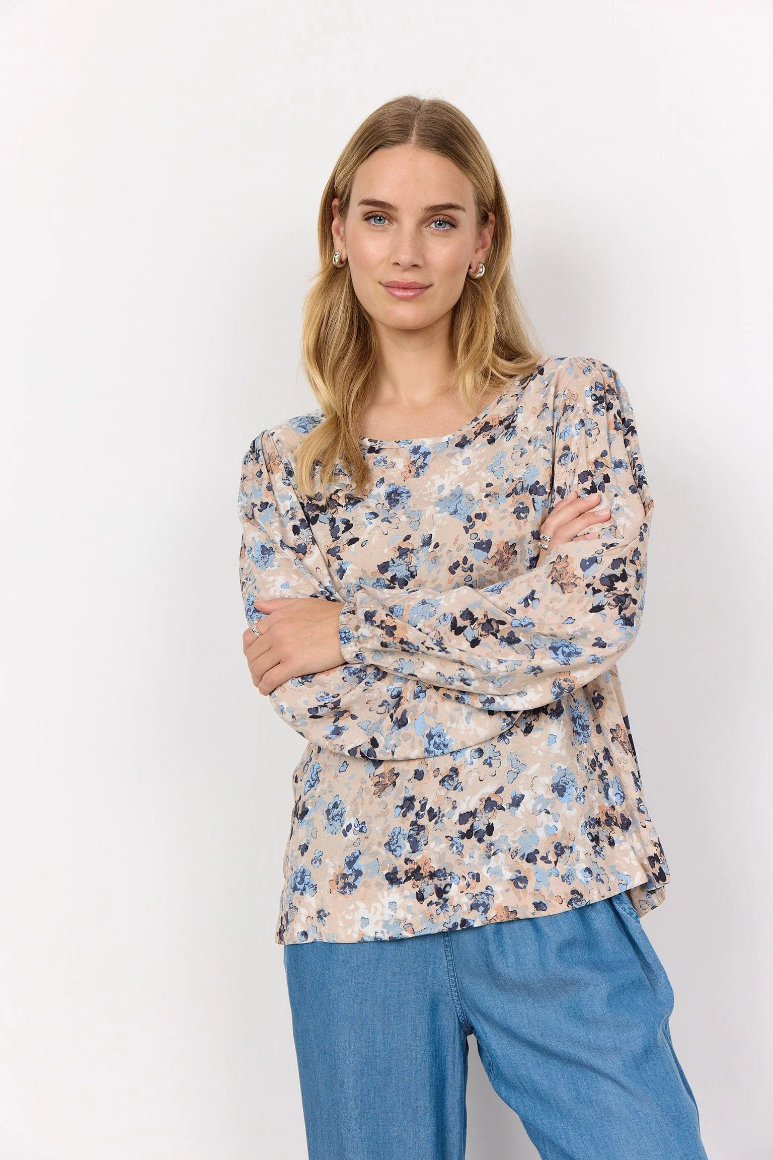 Pammi Printed Blouse - Air Blue Combi - Image 2