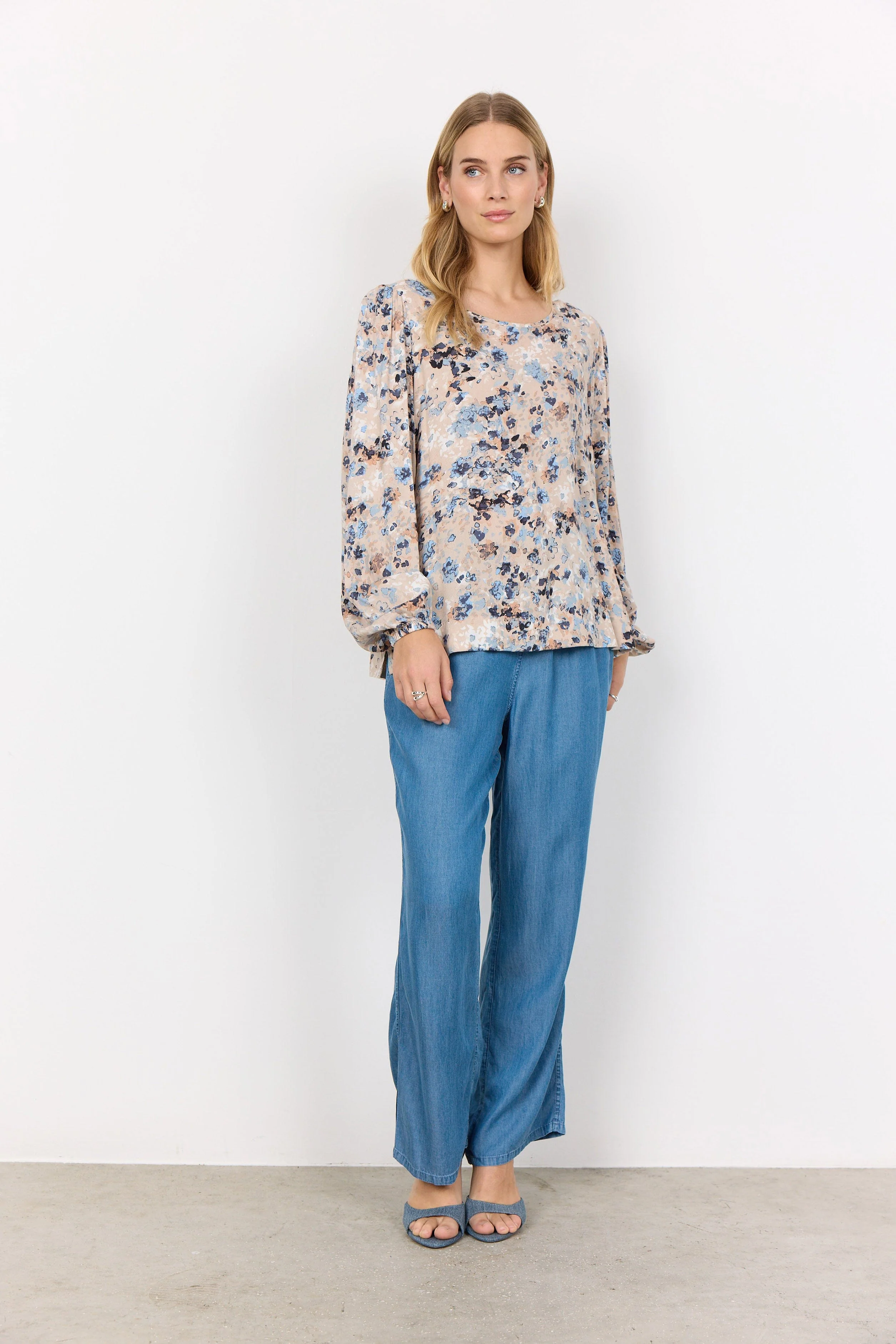 Pammi Printed Blouse - Air Blue Combi - Image 3