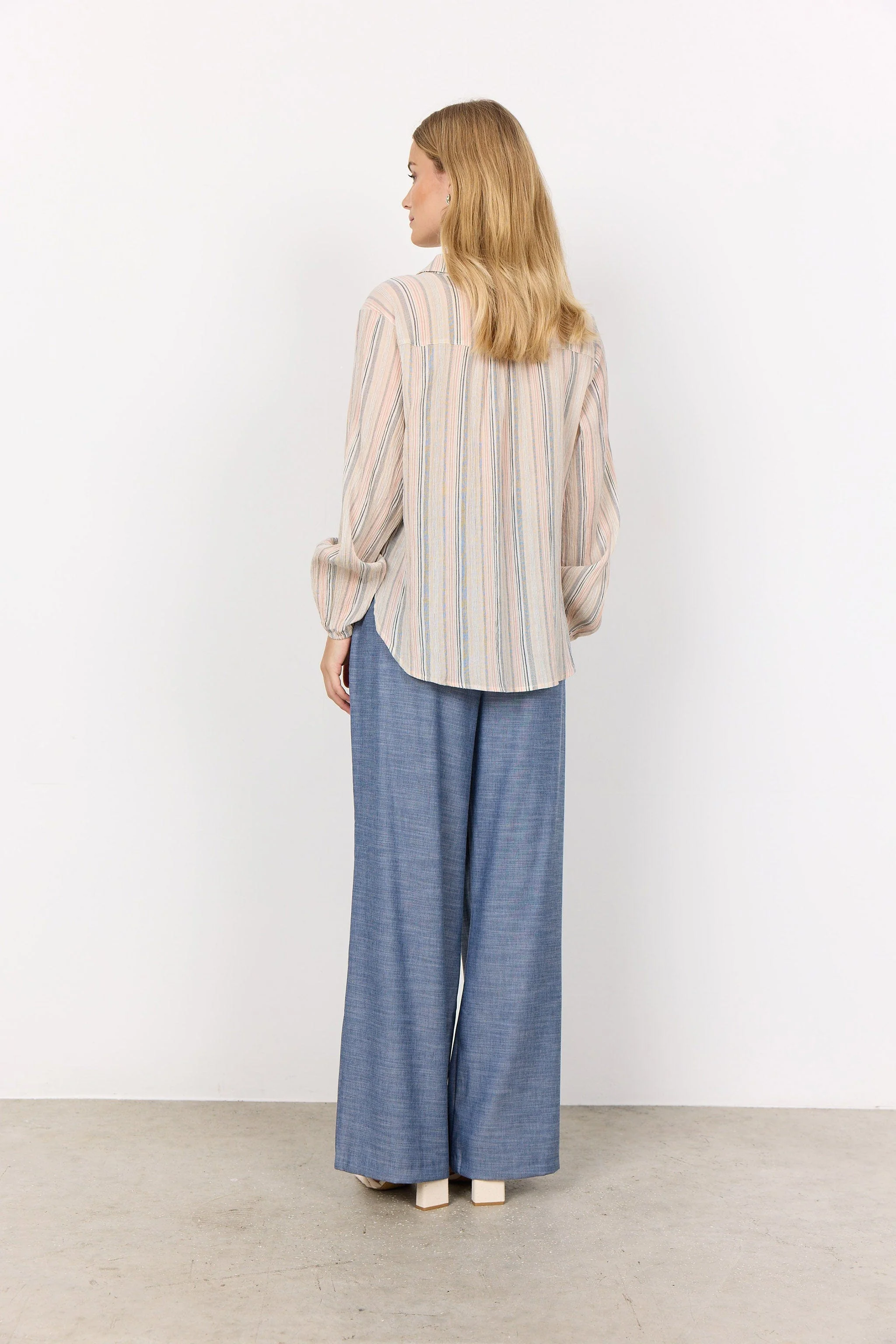 Patti Stripe Organic Cotton Blouse - Peach Pink Combi - Image 4