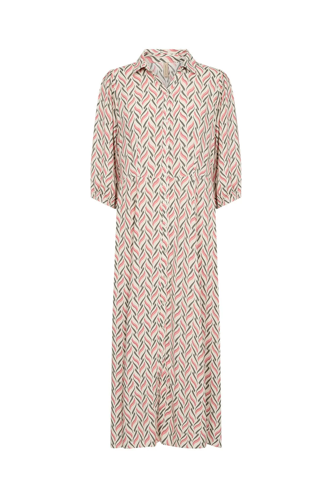 Penny Geo Print Midi Dress - Peach Pink Combi