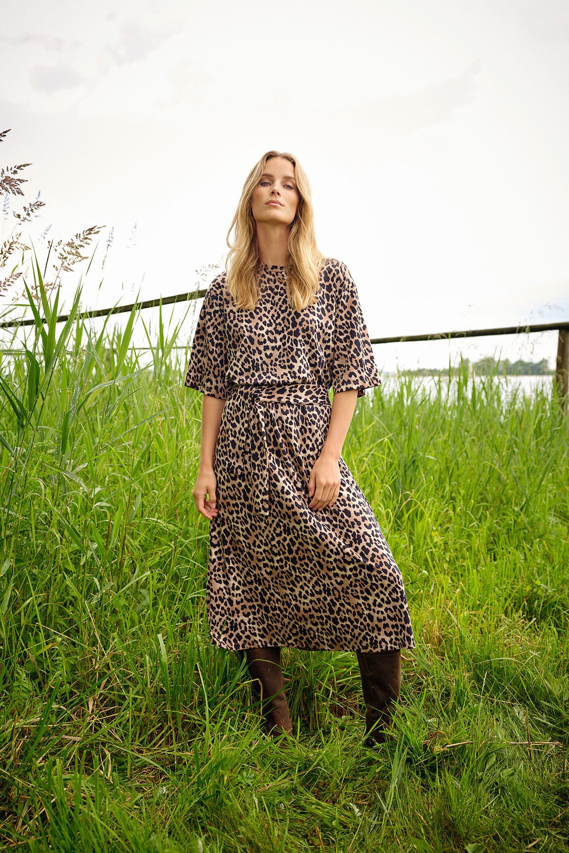 Pietta Leopard Print Midi Dress - Sand Combi - Image 2