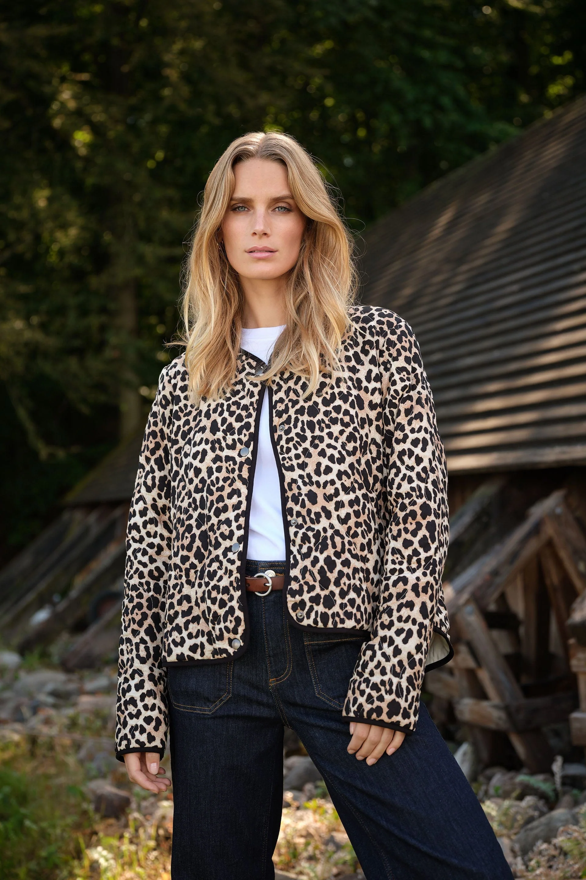 Pietta Leopard Print Quilted Jacket - Sand Combi - Image 2