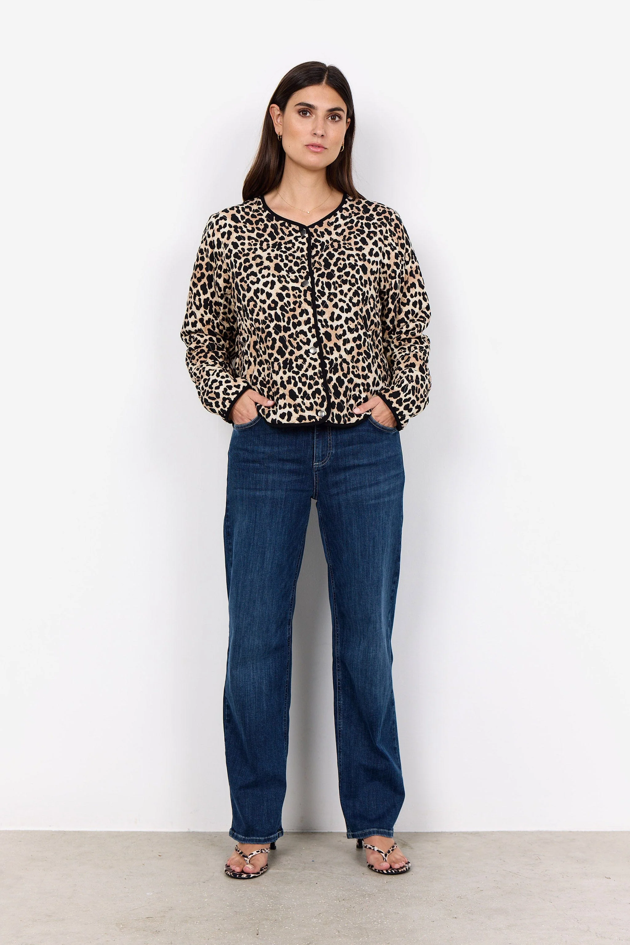 Pietta Leopard Print Quilted Jacket - Sand Combi - Image 3