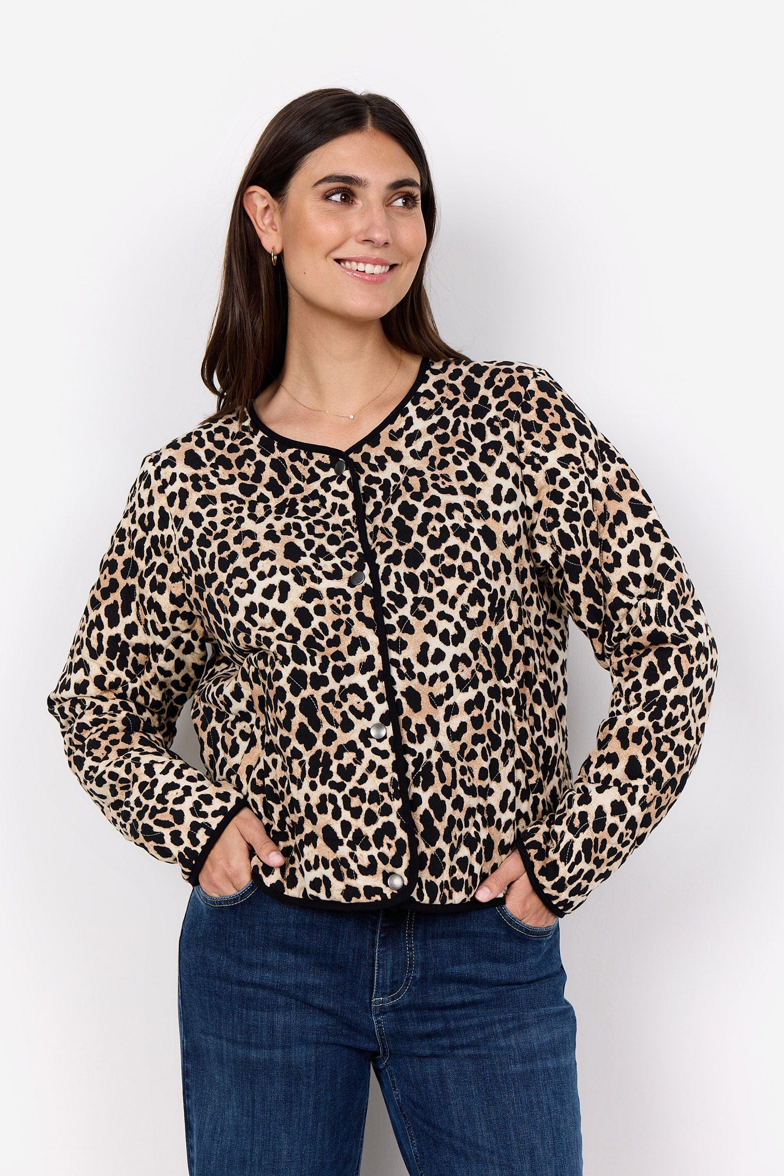 Pietta Leopard Print Quilted Jacket - Sand Combi - Image 5