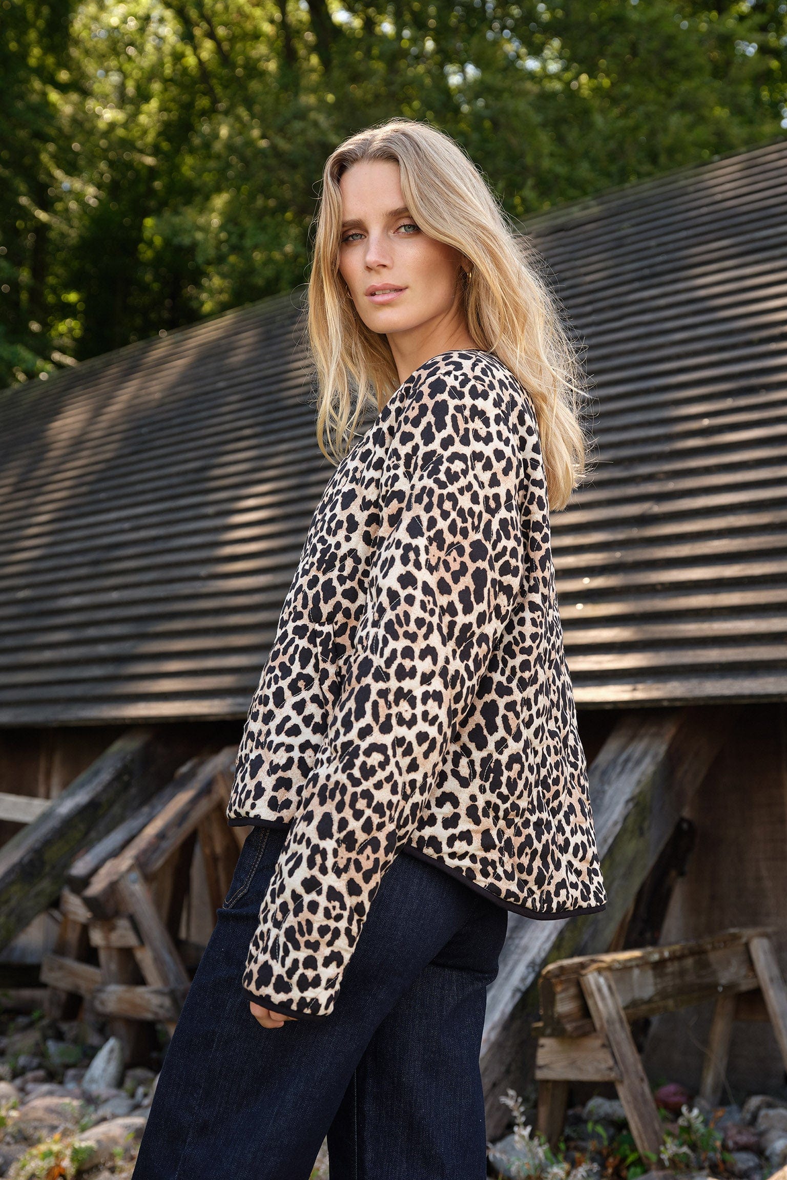 Pietta Leopard Print Quilted Jacket - Sand Combi - Image 7