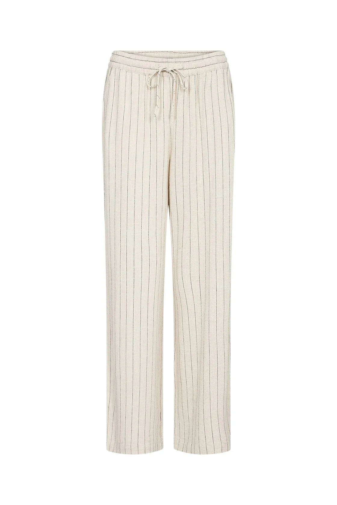 Poula Stripe Elasticated Waist Trousers - Cream Combi