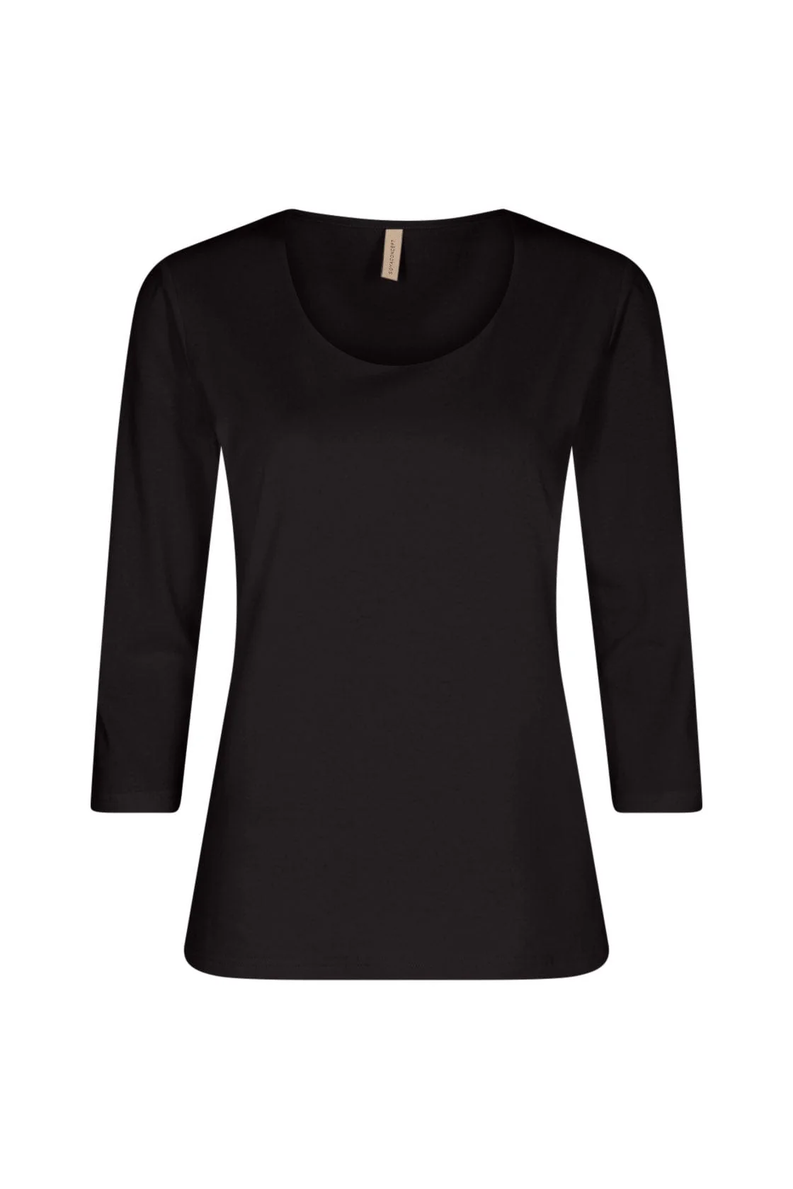Pylle Plain 3/4 Sleeve Top - Black