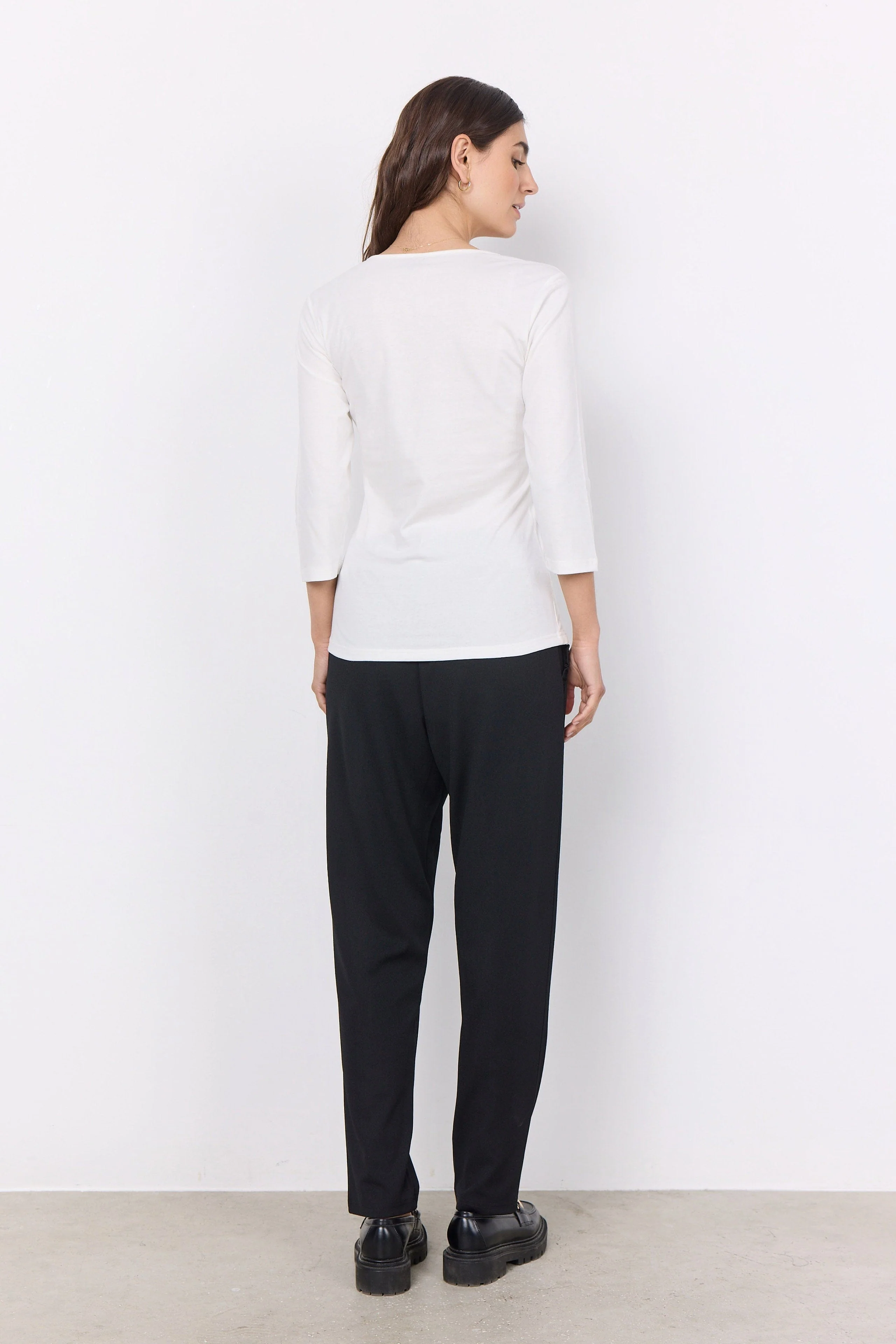 Pylle Plain 3/4 Sleeve Top - Off White - Image 4