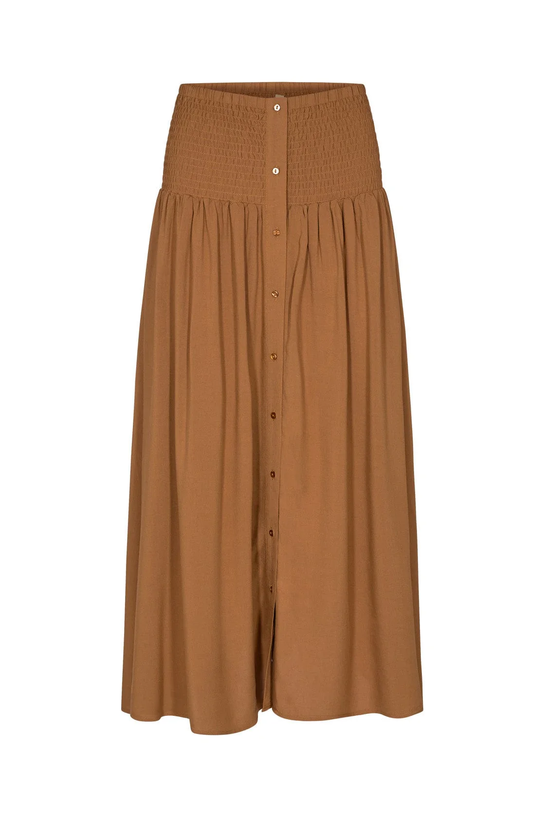 Radia Stretch Waist Midi Skirt - Caramel