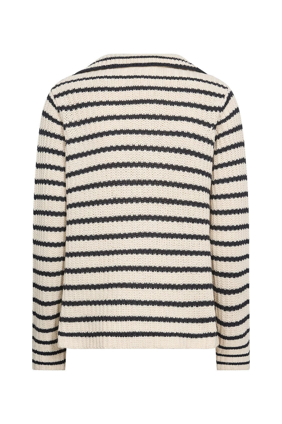 Remone Stripe Collared Cardigan - Cream Combi - Image 2