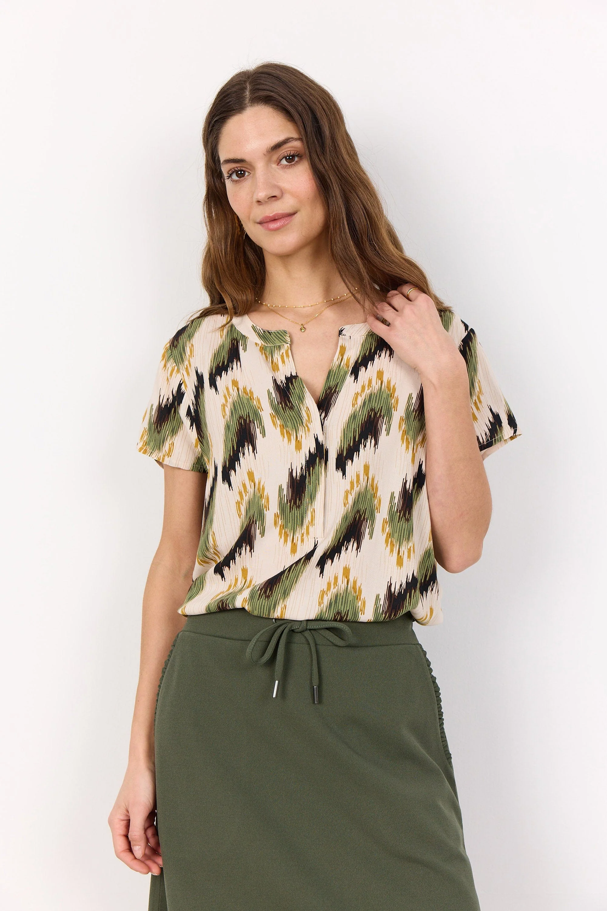 Rosilda Abstract Print T-Shirt - Calliste Green Combi - Image 2