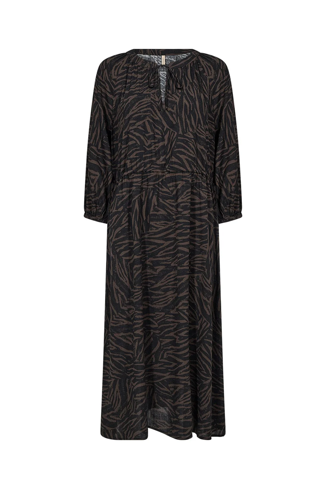 Sade Tie Neck Midi Dress - Hot Fudge Combi