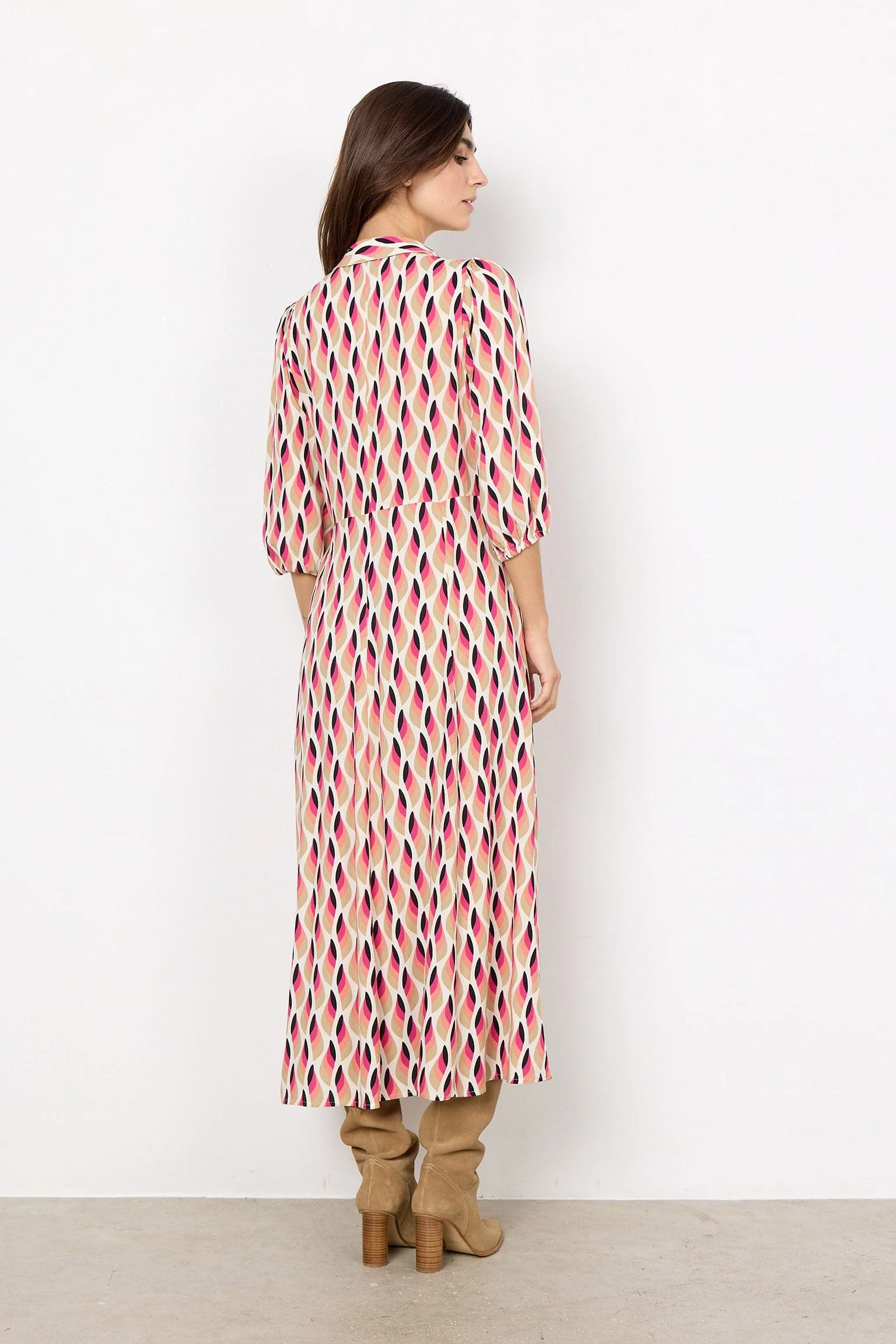 Sammy Abstract Print Dress - Fuchsia Rose Combi - Image 4