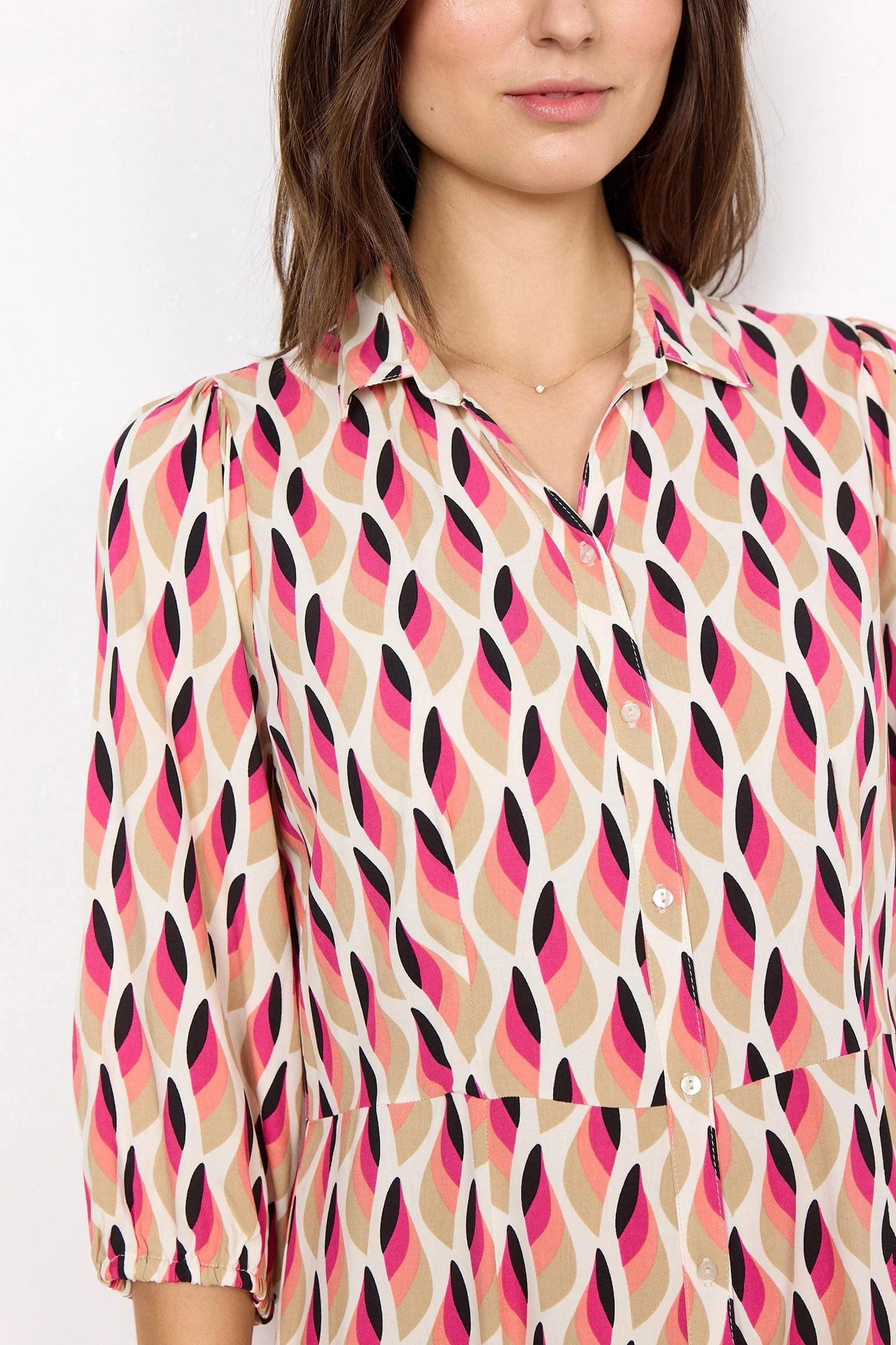 Sammy Abstract Print Dress - Fuchsia Rose Combi - Image 5