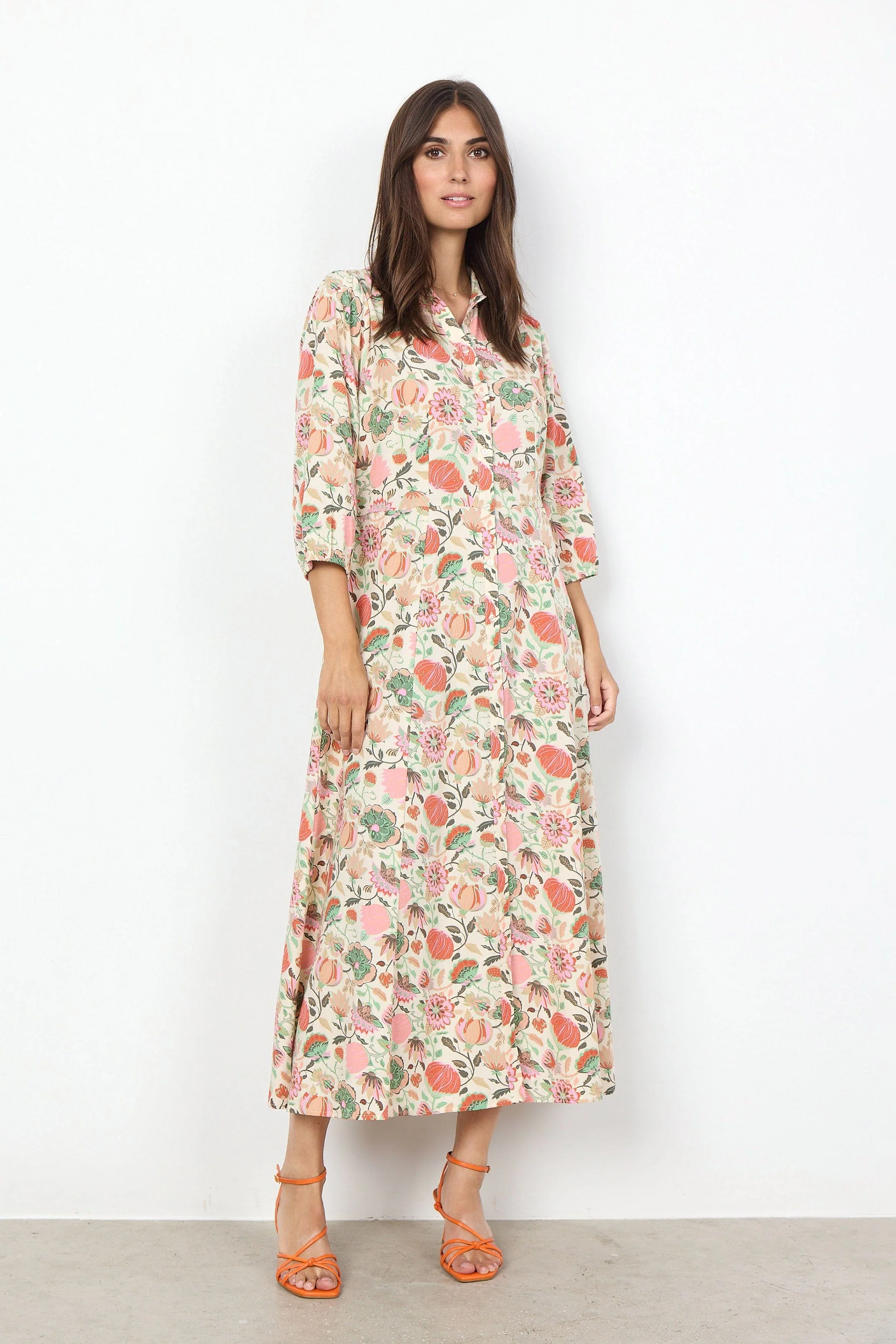 Sammy Floral Print Midi Dress - Dusty Clay Combi - Image 2
