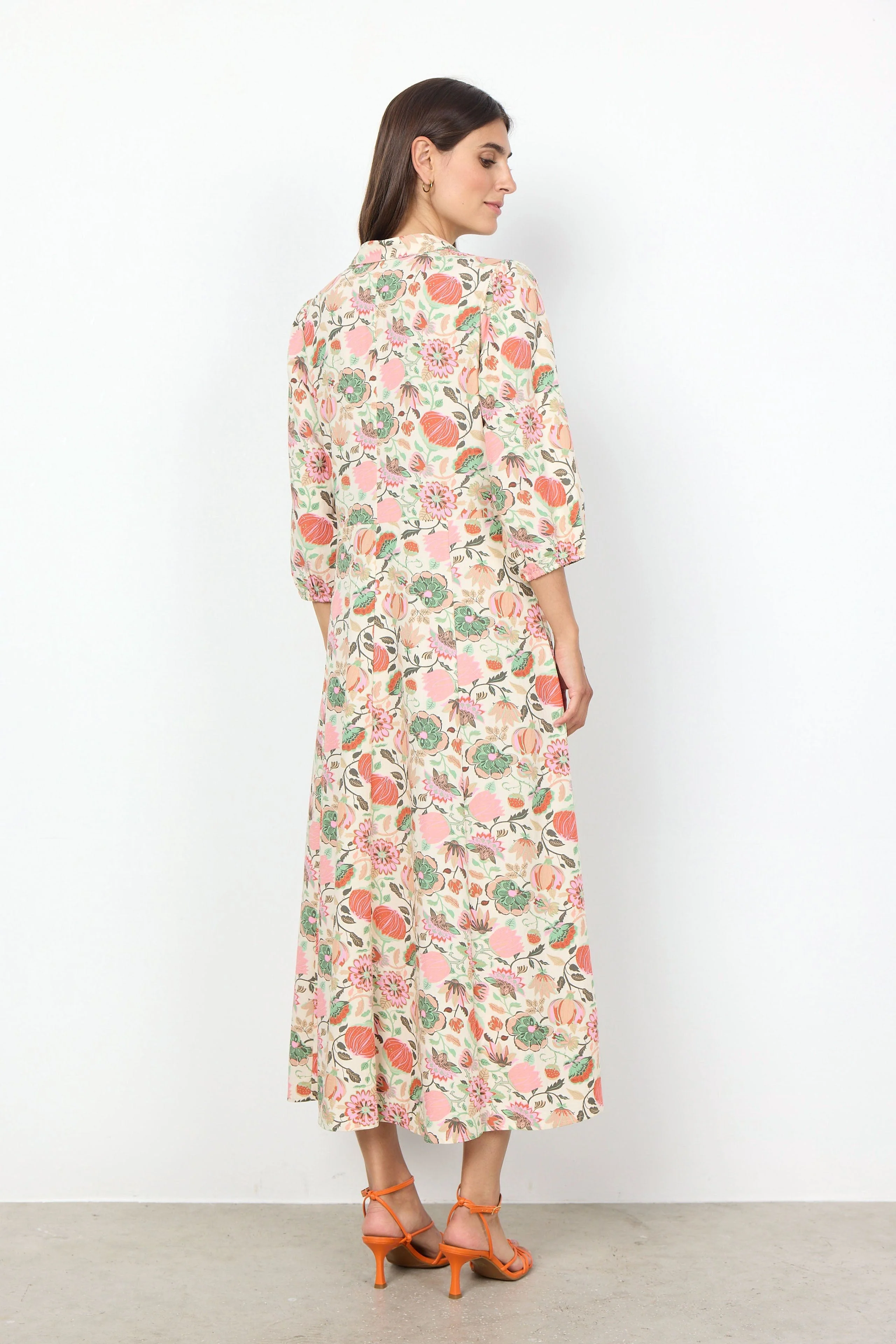 Sammy Floral Print Midi Dress - Dusty Clay Combi - Image 3