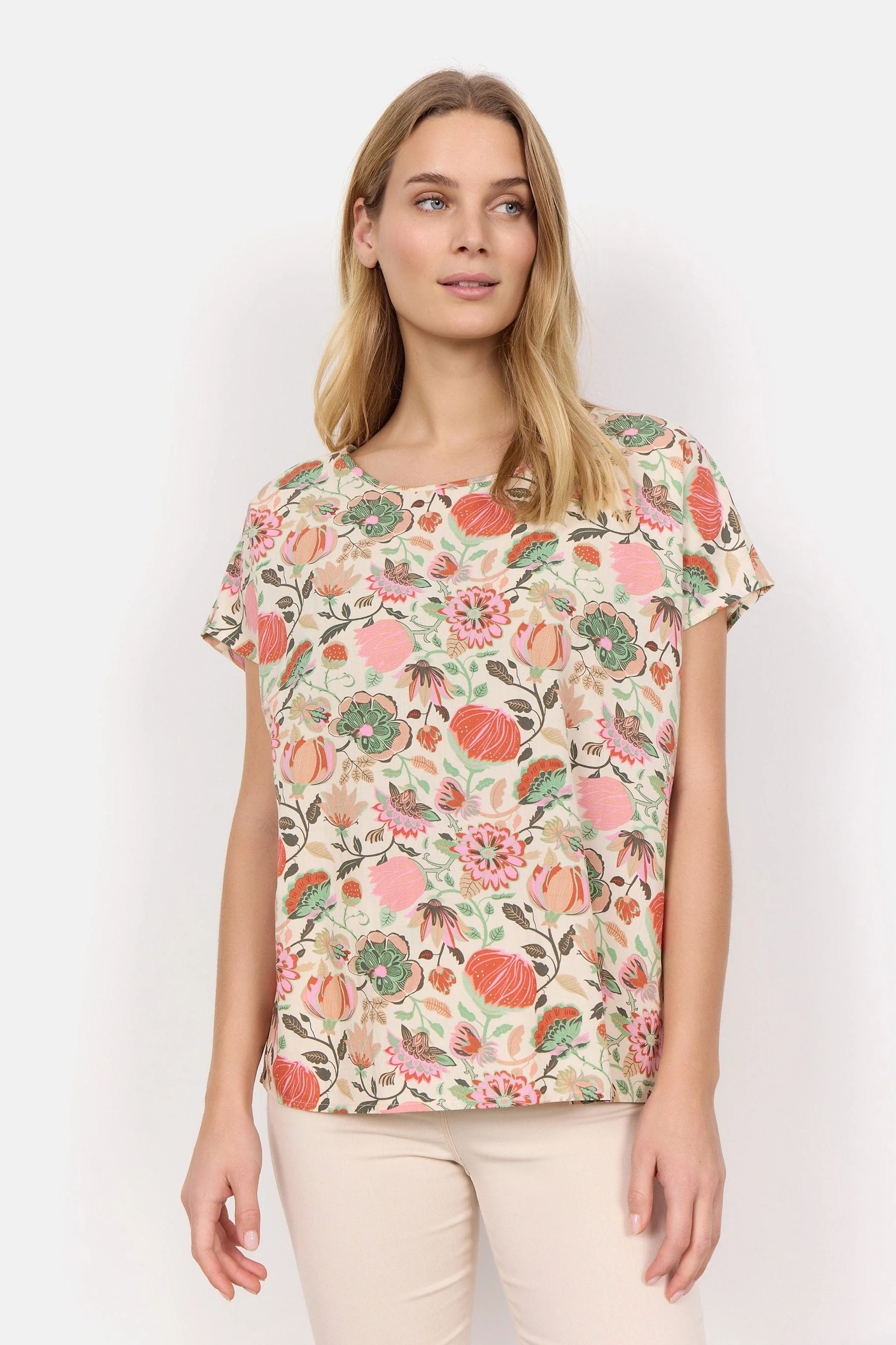 Sammy Floral Print Top - Dusty Clay Combi - Image 2